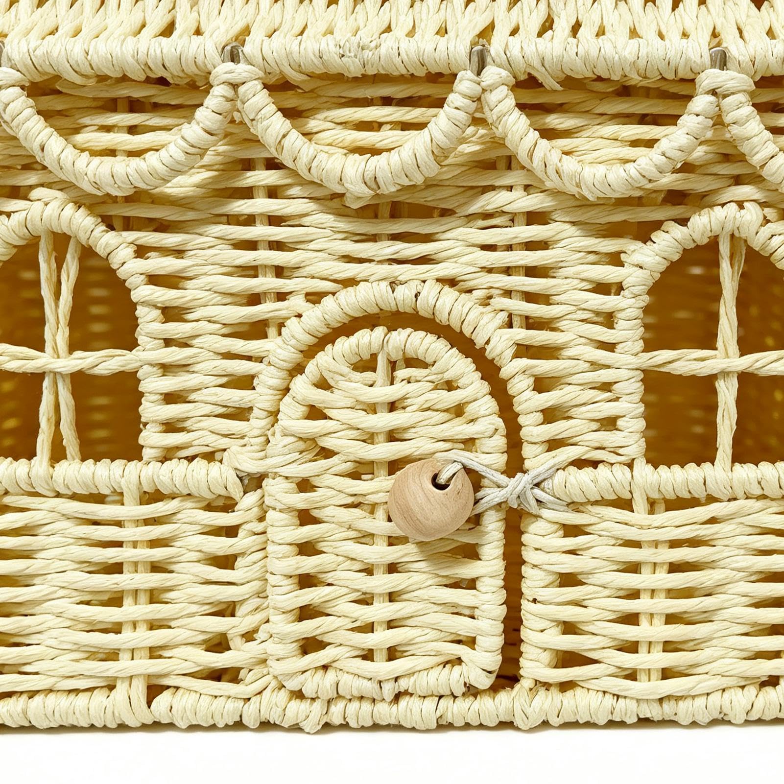 Cestino intrecciato in rattan artificiale decorativo a forma di casa, organizer con coperchio | Cestino in rattan per casa colonica, soggiorno, camera da letto, asilo nido, cucina, casa