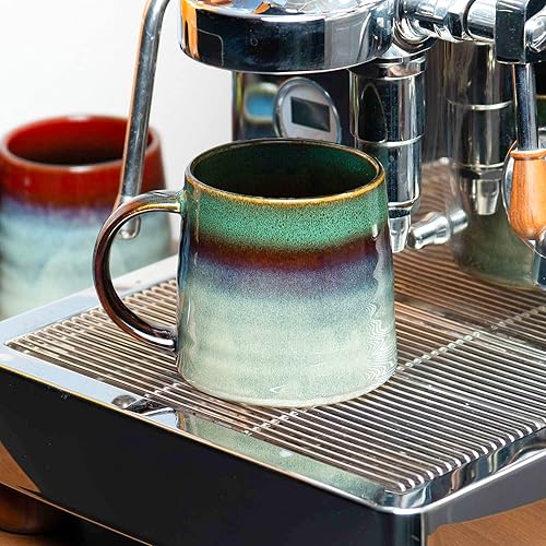 Miniatura 3 de Tazas de café grandes de cerámica, hechas a mano, tazas de té con asa para oficina y hogar, 16 onzas, aptas para lavavajillas y microondas (verde