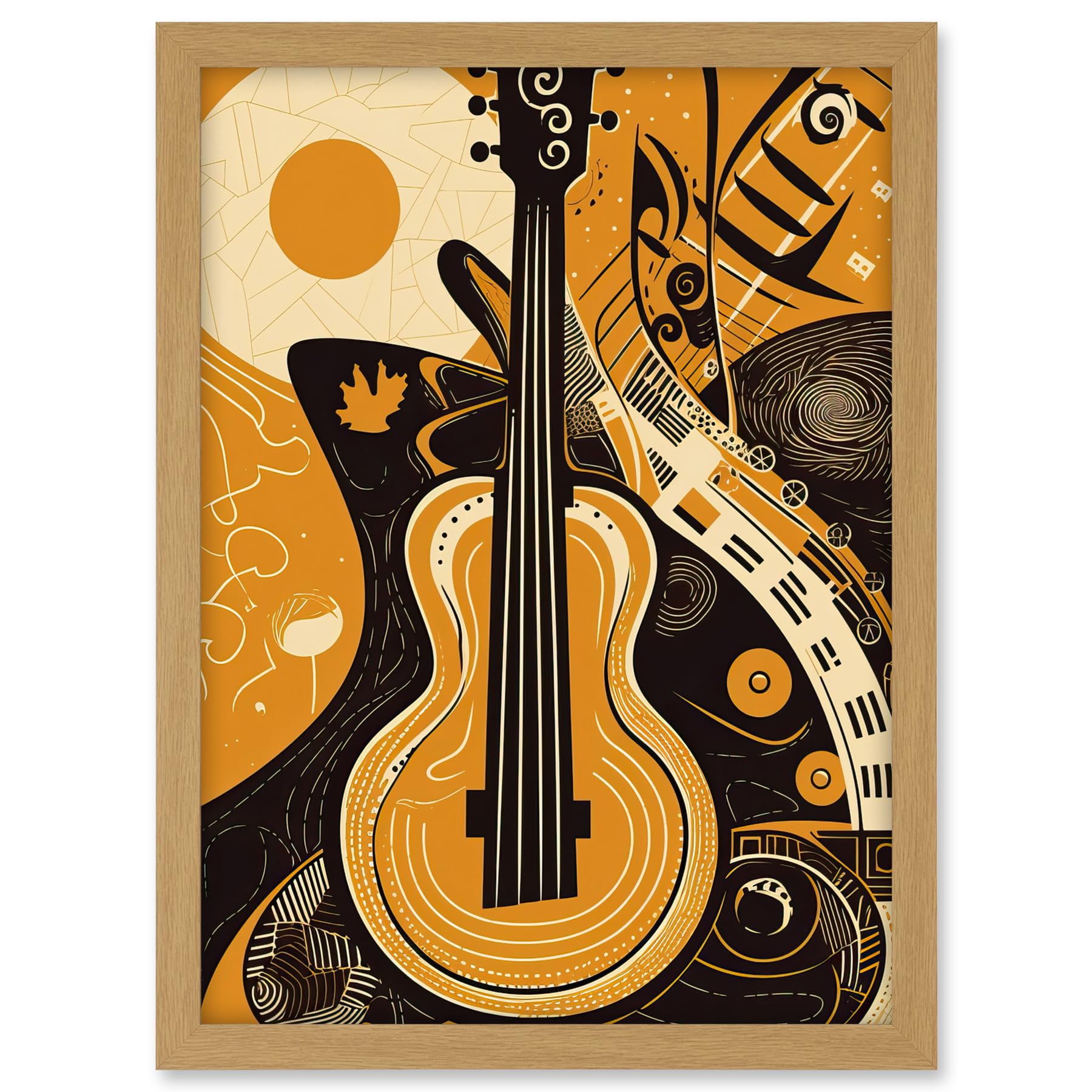 Artery8 Abstract Guitar Music Poster Graphic Illustration Artwork Framed A3 Wall Art Print