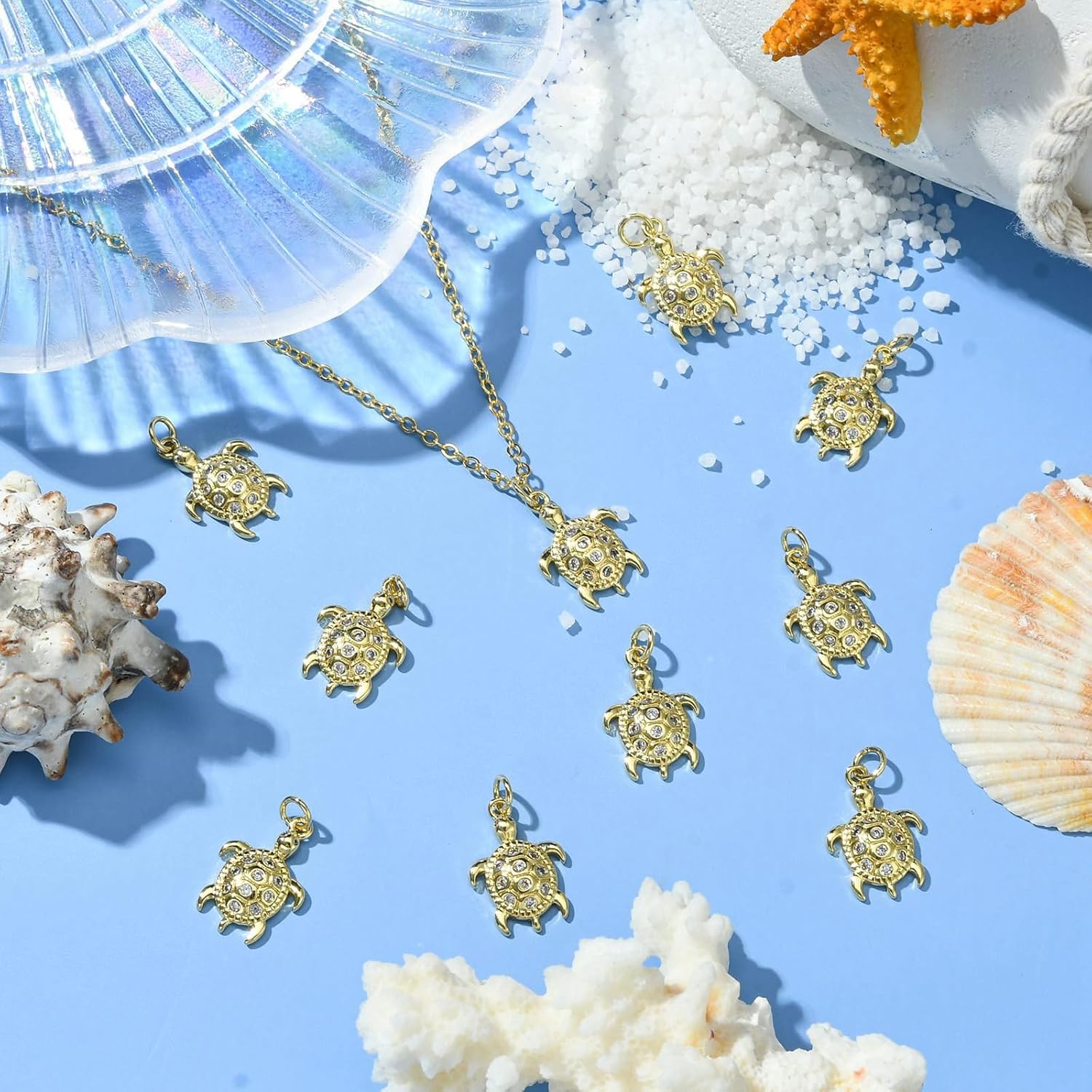 KitBeads 10pcs Cubic Zirconia Sea Turle Charms Brass CZ Ocean Sea Animal Charms 18K Real Gold Plated Tortoise Charms for Jewelry Making Bulk - Image 5