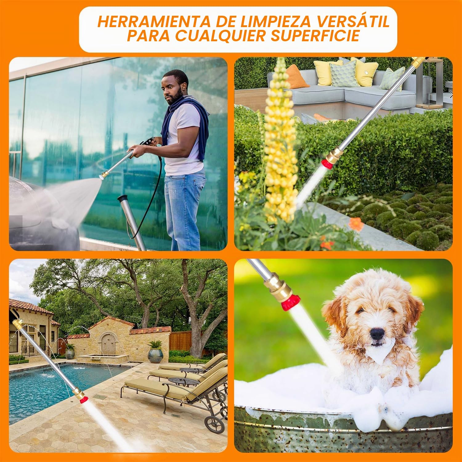 Hidrolimpiadora de alta presión, hidrochorro con boquilla de alta presión, manguera de agua de alta presión con 2 boquillas, pulverizador para coche, jardín, ventana de