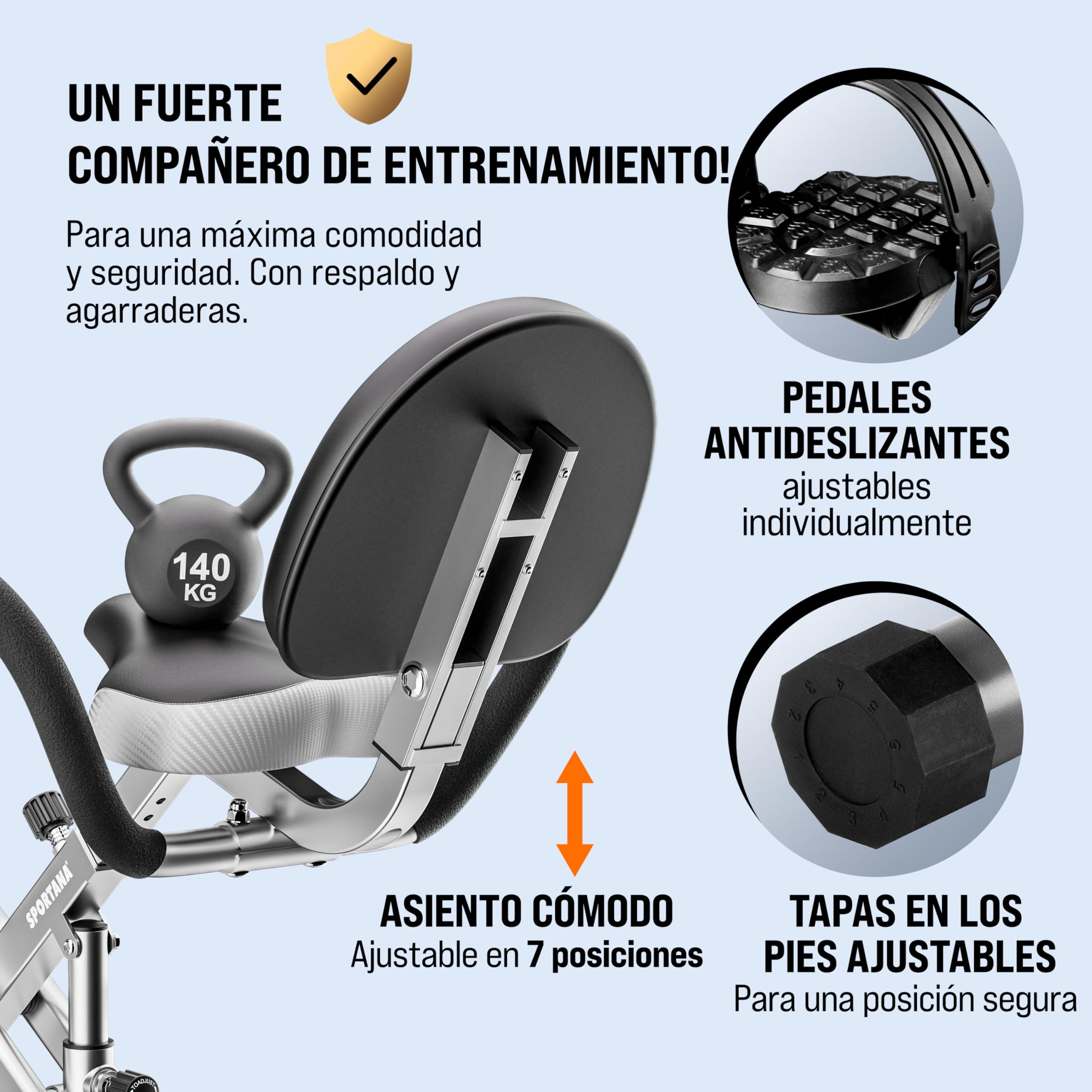 Bicicleta Estática Plegable Ergómetro Resistencia Pantalla LCD Silenciosa Altura Ajustable en 7 Posiciones 2 Bandas Fitness Ahorro Espacio Bici Interior Casa Máx. 140 Kg Modelo a Elegir