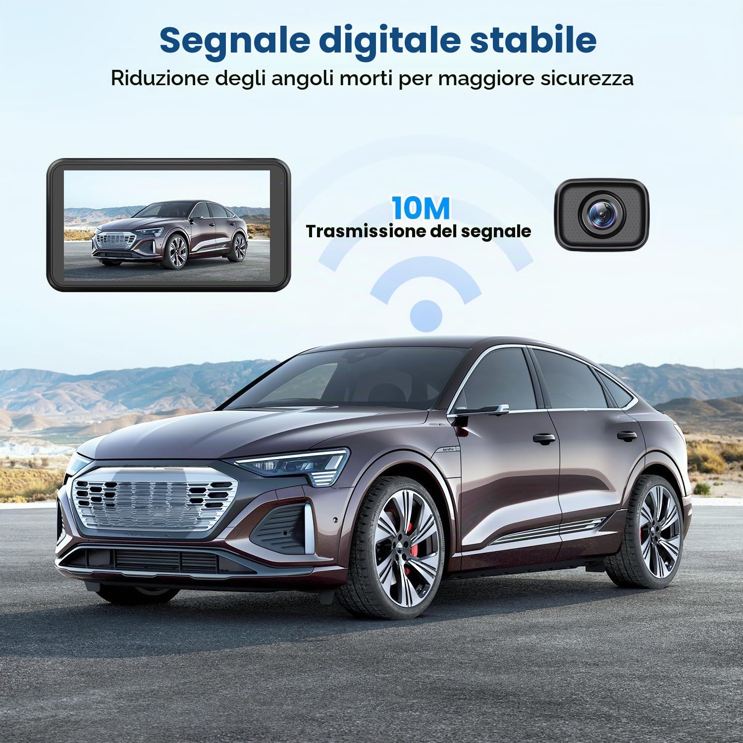 AUTO-VOX W12 Telecamera Posteriore Auto Wireless: 5“ Lcd 1080p Telecamera Retromarcia Auto Supporta 2 Telecamere, Telecamera Auto Retromarcia Con Segnale Stabile, Ip69k Impermeabile, Visione Notturna