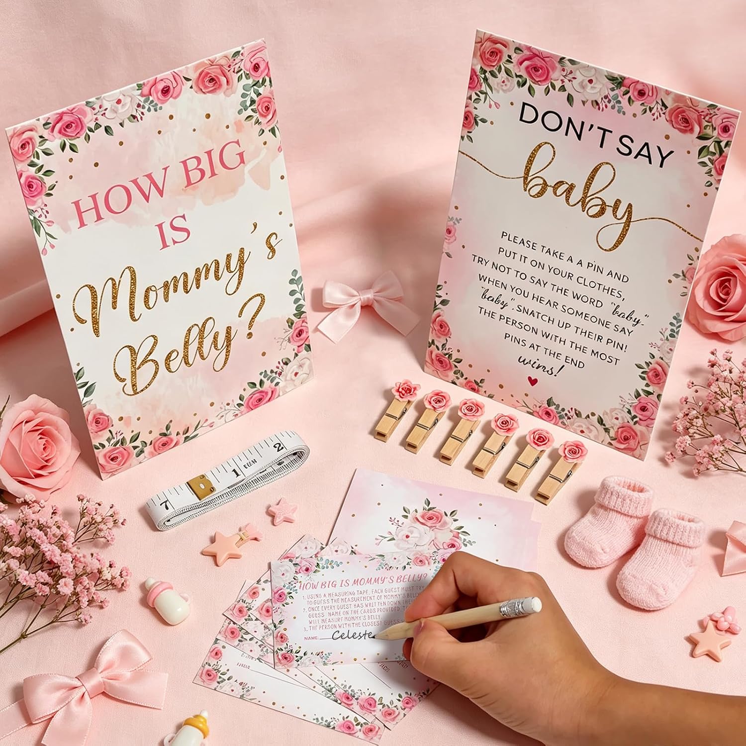 Baby Shower Games, 8-in-1 Floral Theme Set