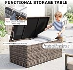 Ensemble de meubles de patio en osier 6 pièces Outsunny avec coussins, ensemble de canapé de patio en rotin 7 places avec table basse de rangement et table d'appoint, ensemble de meubles d'extérieur sectionnels, blanc crème