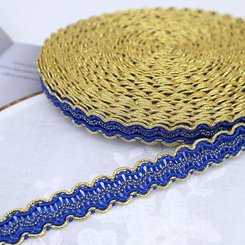 Miniatura 10 de Cinta de encaje dorada de 13 yardas, borde metálico para costura, manualidades, accesorios de ropa (borgoña)