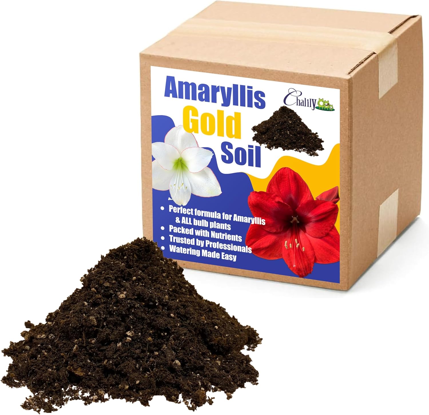 Chalily Amaryllis Potting Soil Perfect Planting Indoor & Outdoor House Tropical Mix Well Draining Houseplant Gardening Dirt Flower Paperwhites Hyacinth Premium Garden Poting (16 qt)