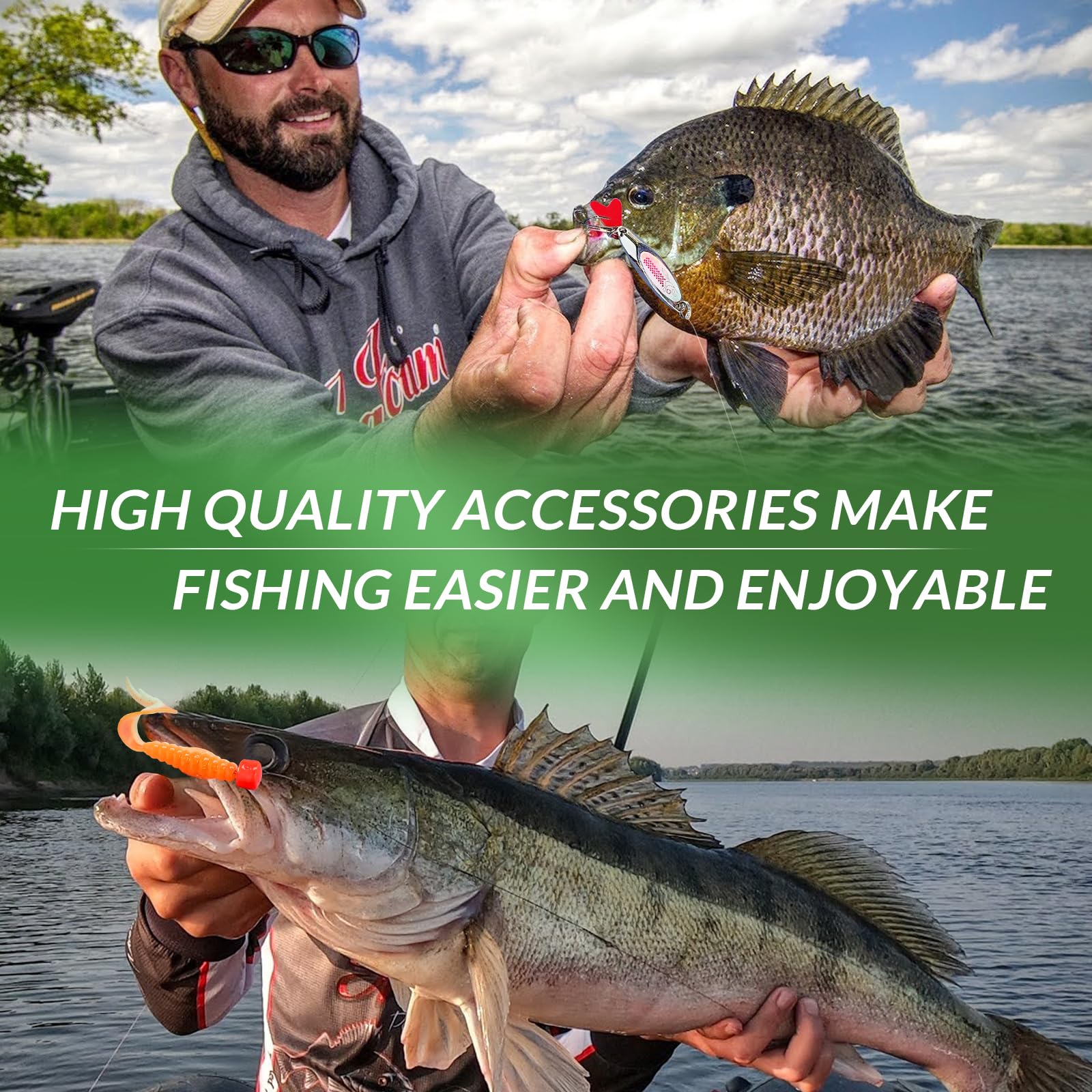THKFISH Kit di accessori da pesca da 375 pezzi, scatola organizzata su entrambi i lati con attrezzatura da pesca inclusa esche da bagno, ami da pesca, piombini per pesi, attrezzatura da pesca per