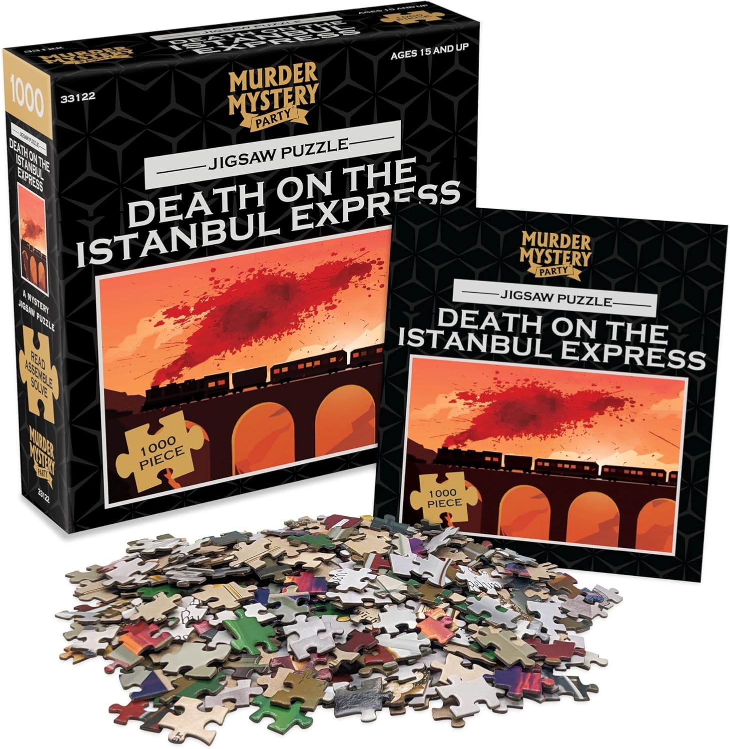 Murder Mystery Party | Classic Mystery Jigsaw Puzzle, Death on The Istanbul Express, 1,000 Piece Jigsaw Puzzle, Orange