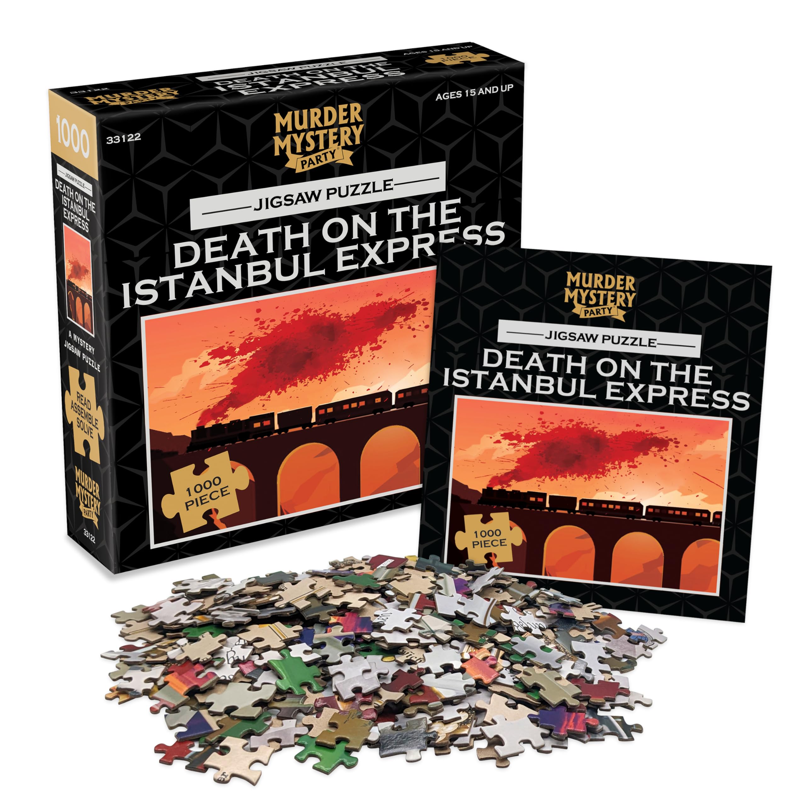University Games 33122 Death Age 14+ on The Istanbul Express 1000 Piece Murder Mystery Jigsaw Puzzle, Orange