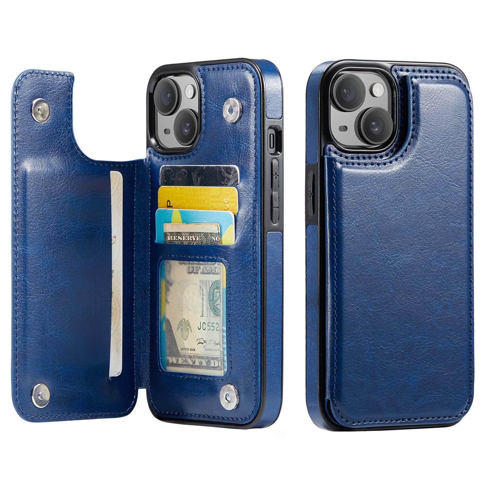 Wefor for iPhone 15 Plus (6.7 inch) Wallet Case with Card Holder, PU Leather Kickstand Card Slots Case, Double Magnetic Clasp and Durable Shockproof