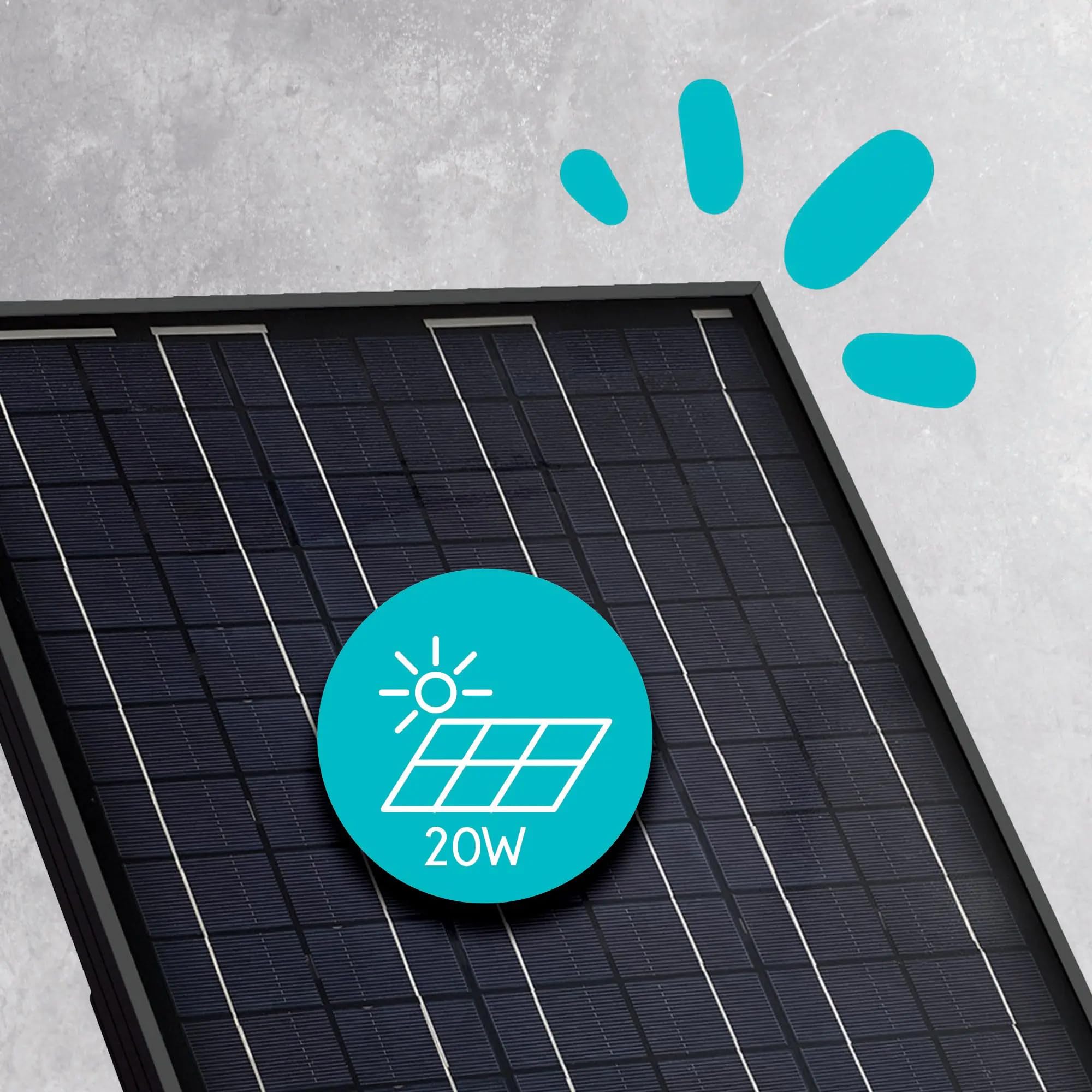 Kit Solar Avidsen para Motor de Puerta con Batería de Litio Integrada | Panel monocristalino de 20 W, batería de litio 24 V/6 Ah, IP44, 10 ciclos diarios, cable de 2 m y soporte de 45°.