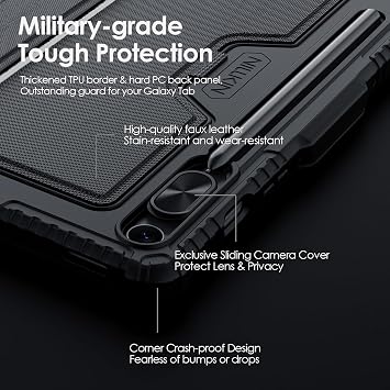 Nillkin for Samsung Galaxy Tab S10 FE 10.9 / S9 11 Case with Detachable Keyboard, 7-Color Backlit, Trackpad, S Pen Holder, Rugged Keyboard Case with Camera Cover for Samsung Tablet S10 FE 5G