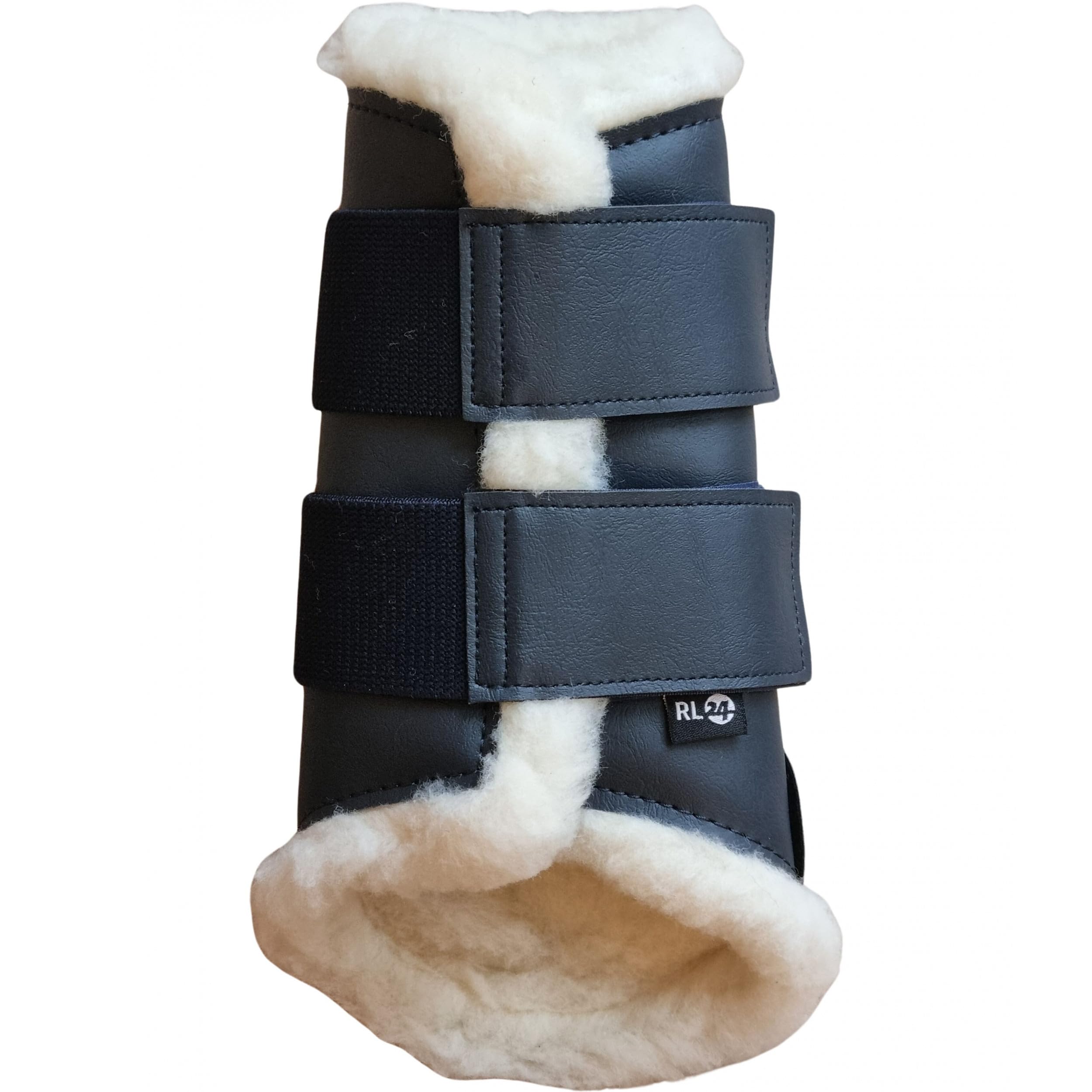 RL24 - Gamaschen Comfort – Pferdegamaschen mit weichem Teddyfutter & Klettverschlüssen – anatomisch geformt & stoßabsorbierend – Gamaschen für Pferde in dunkelblau – Größe L