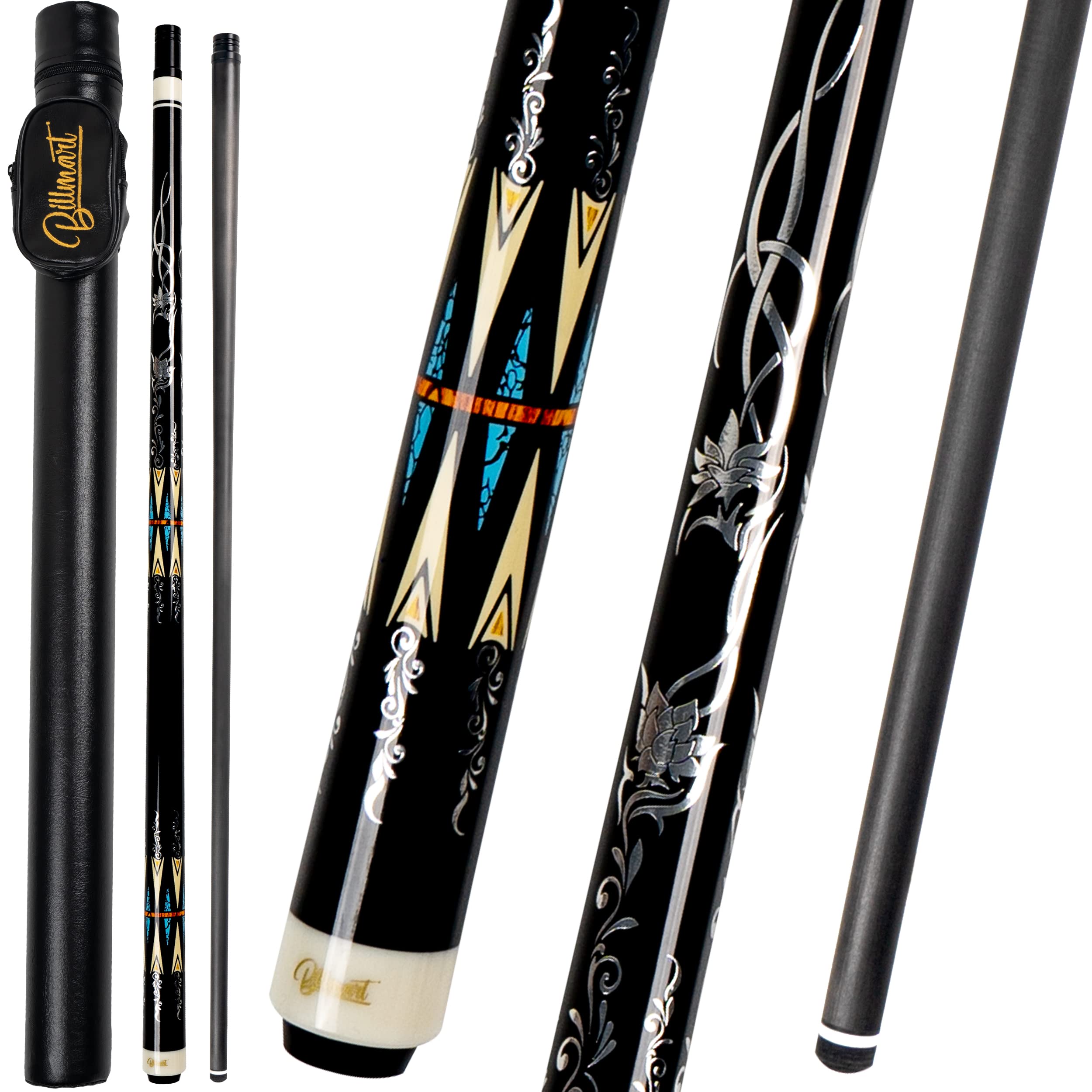 Carbon Fiber Pool Cue Stick, Low Deflection Shaft Billiard Cue Sticks with Hard Case, Pool Table Sticks Queue, 19 oz Pool Que