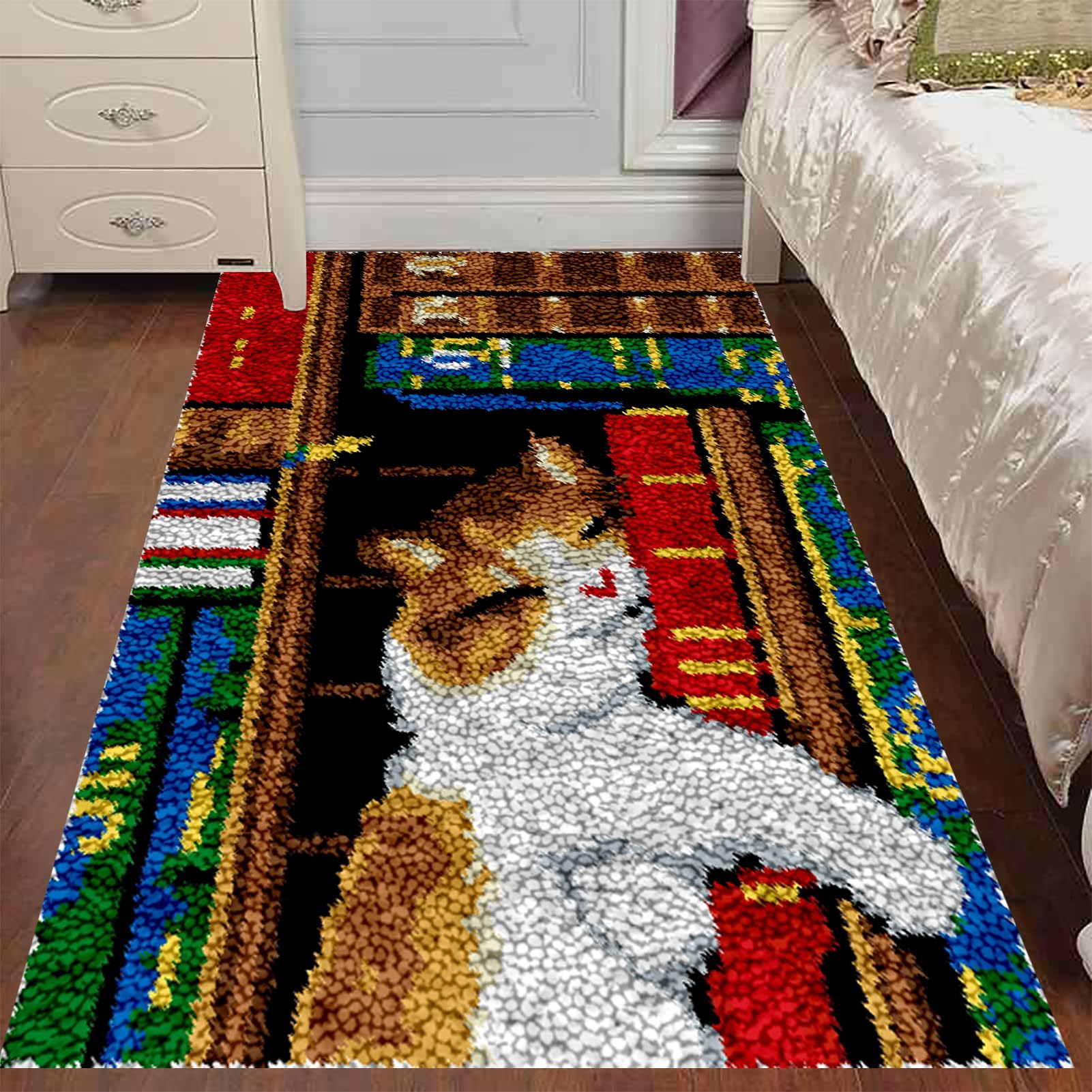 Kit de Gancho DIY Alfombra, Kit de Tejer ​con Gancho cojín de sofá Alfombra, DIY Alfombra cojín Crocheting, Kit Tapiz y Alfombra, Kit para Hacer tapices 55 x 75 cm