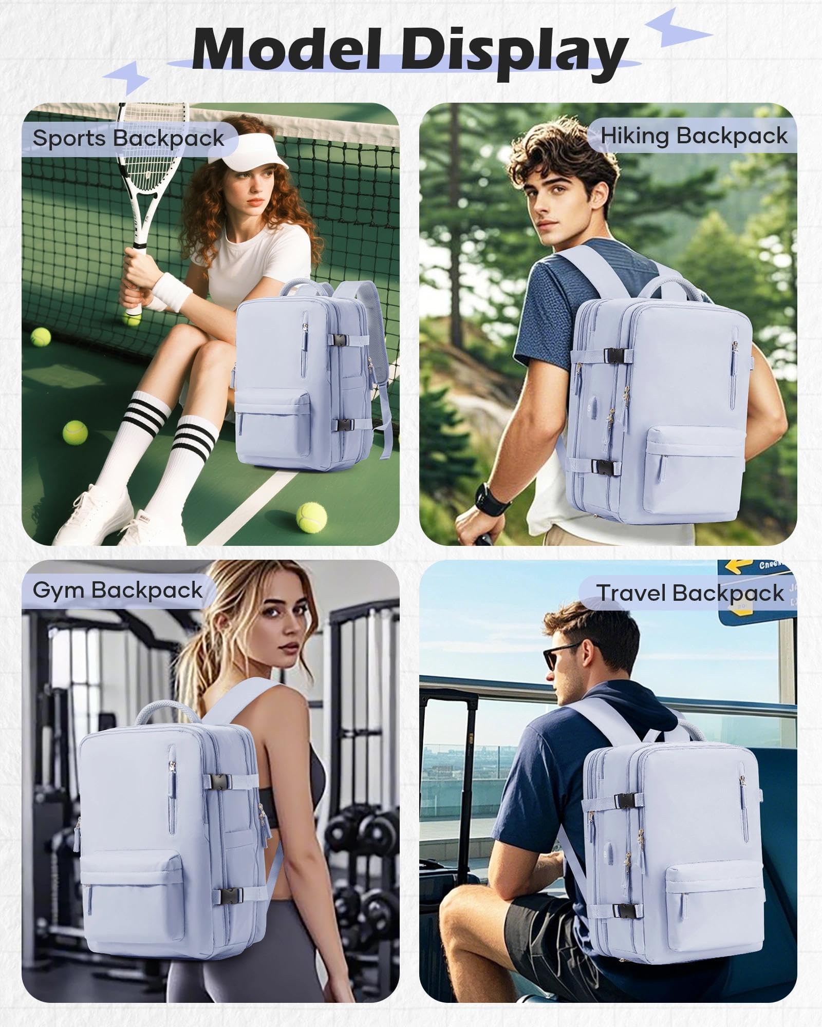 SZLX Zaino Ryanair 40x30x20 Sottovuoto Bagaglio a Mano 40x20x25 Donna Zaino da Viaggio 40x30x20 Wizzair Borse da Cabina per Easyjet 45x36x20 Uomo per Laptop 14 Pollici con Porta USB e Porta Scarpe