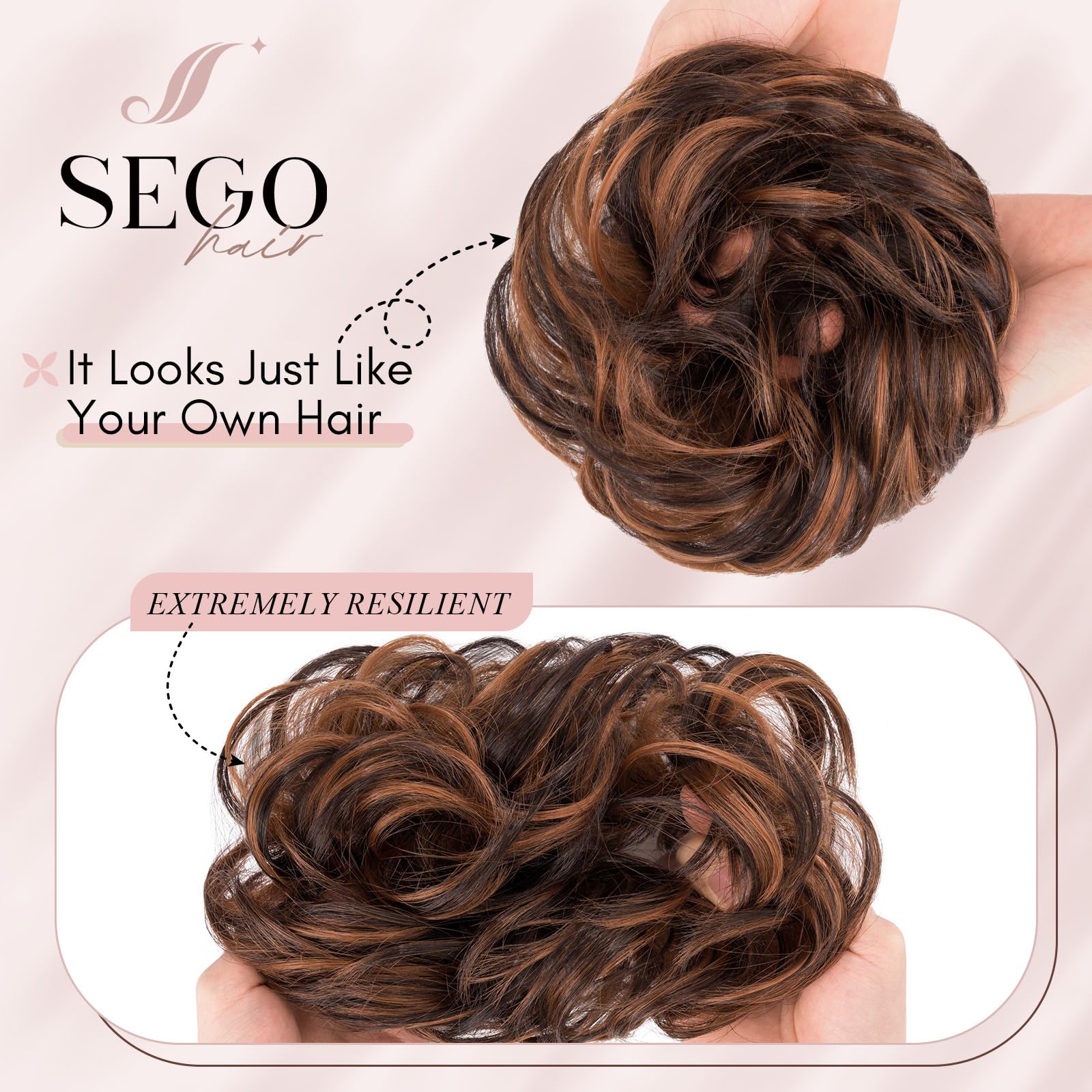 SEGOHAIR Messy Bun Hair Piece Fake Hair Bun Hair Scrunchies Bun - Image 3