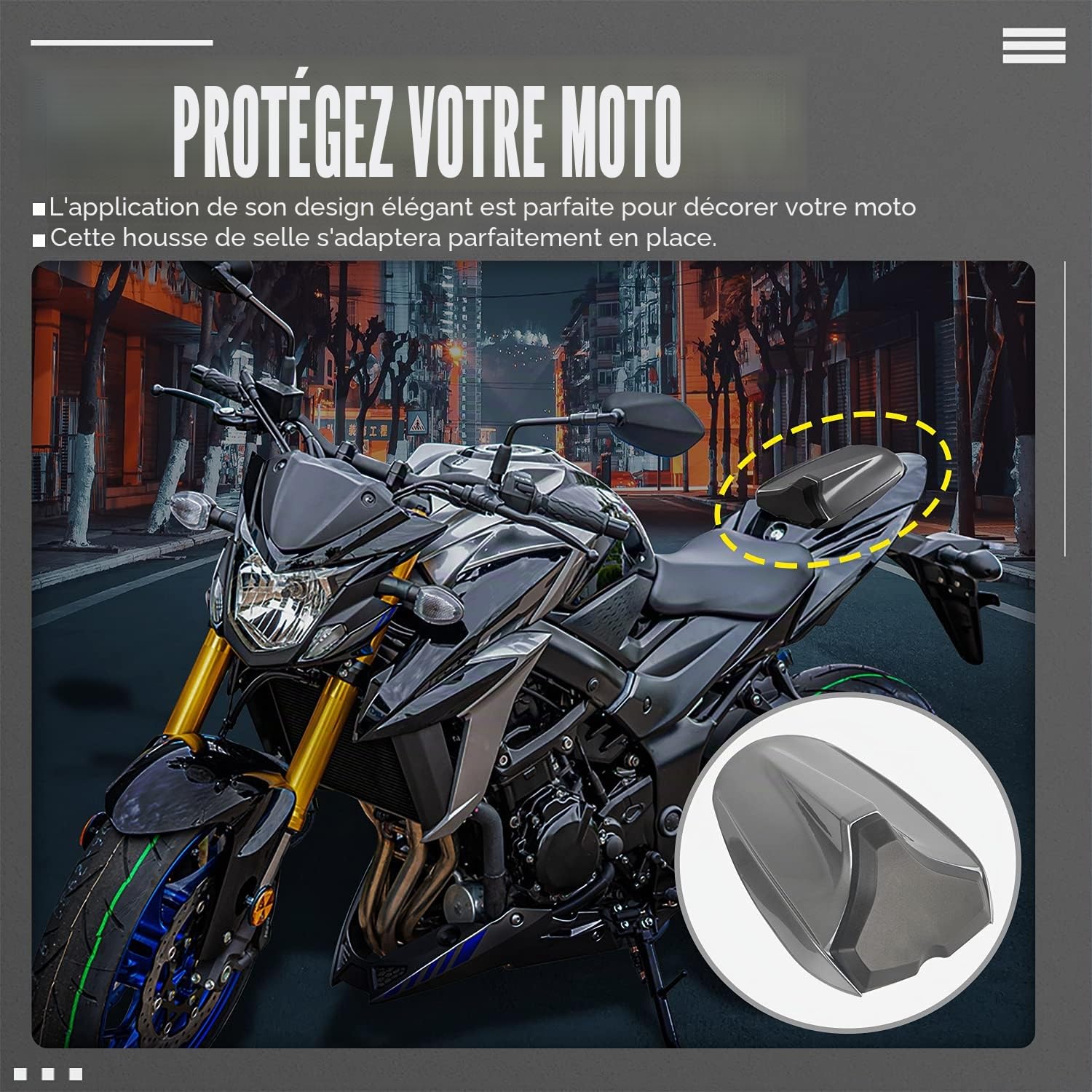 Couvercle de Capot de siège Passager arrière en ABS pour Moto Compatible avec S-uzuki GSXS750 GSX-S 750 2017-2023 2018 2019 2020 2021 2022 (Bleu)