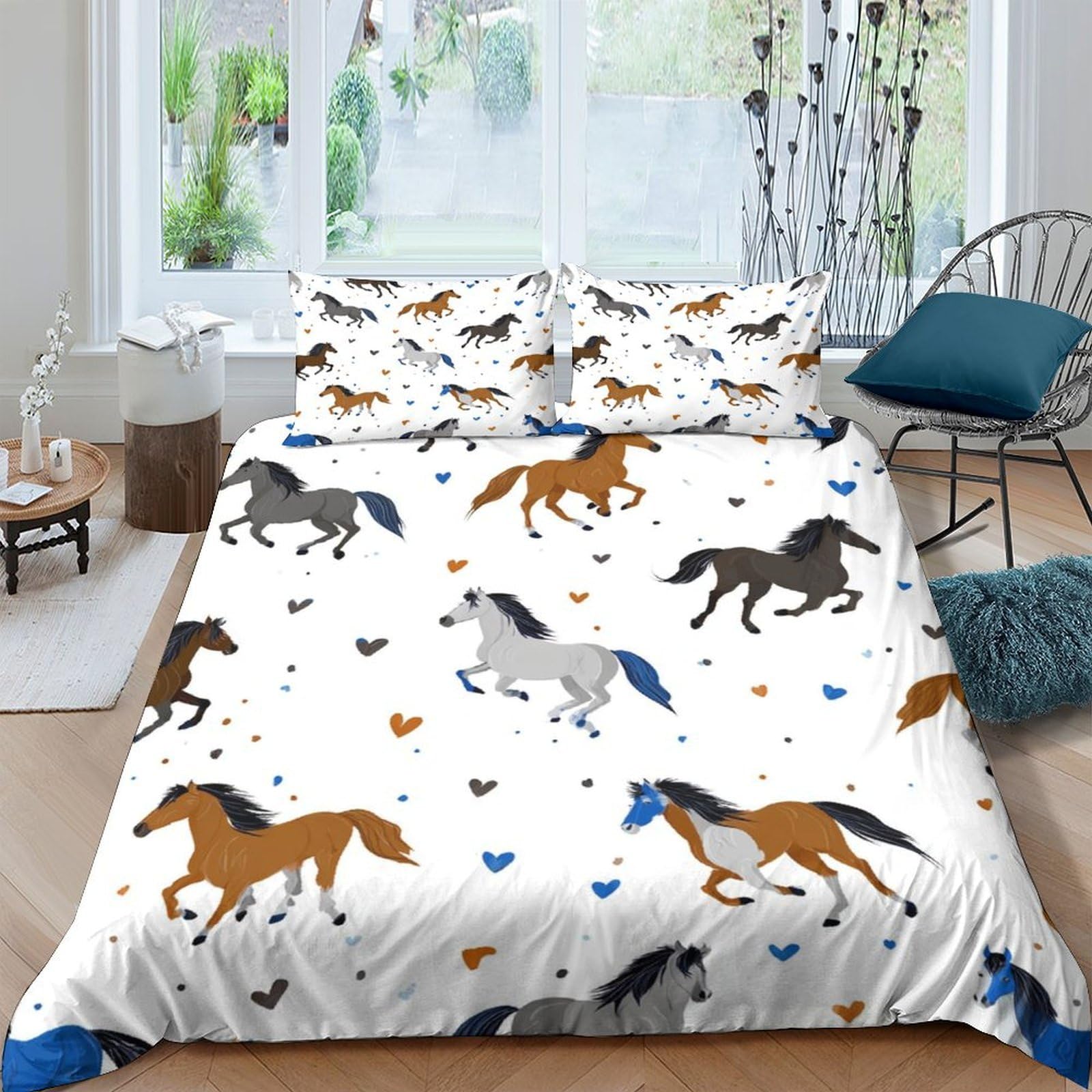 Ctjqhvkz Style-9 3D Printed Running Horse Fitted Sheet Microfiber Soft Breathable Wild Stallion Mattress Cover For Bedroom Guest Room Decor Single（135X200cm）