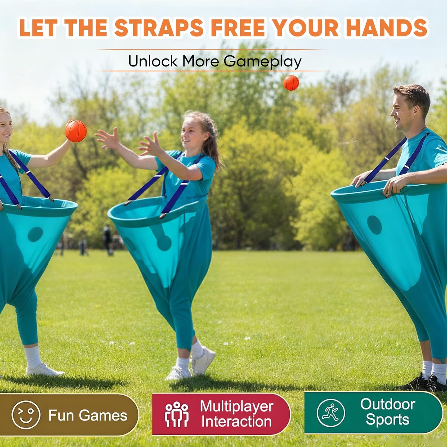 2 Pcs Granny Pants Yard Game Set - 10 Thickened Bouncy Balls, 2 Shoulder Straps & Rule Book, Fun Yard Games for Adults Family Reunion Backyard Parties