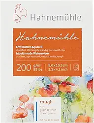 Aquarela Hahnemühle 200 g/m², textura rugosa, 8x10,5cm, 20 fls