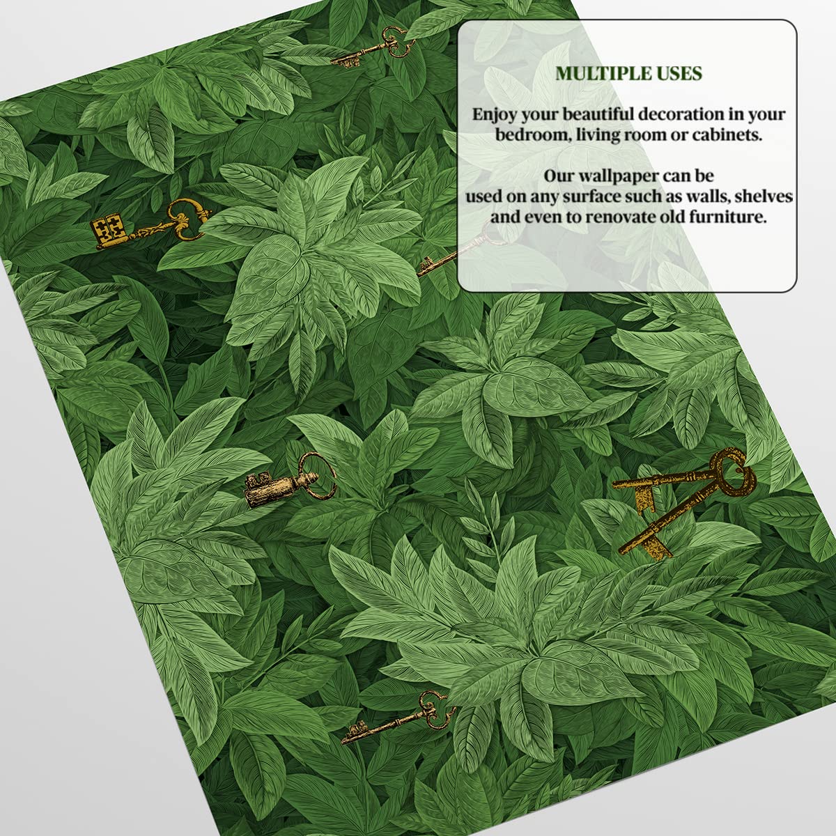 Papel pintado floral artesanal sobre papel extraíble (8 hojas) – 70 x 100 cm – Papel pintado moderno floral único con diseño personalizado – Papel pintado bosque ecológico 100% italiano