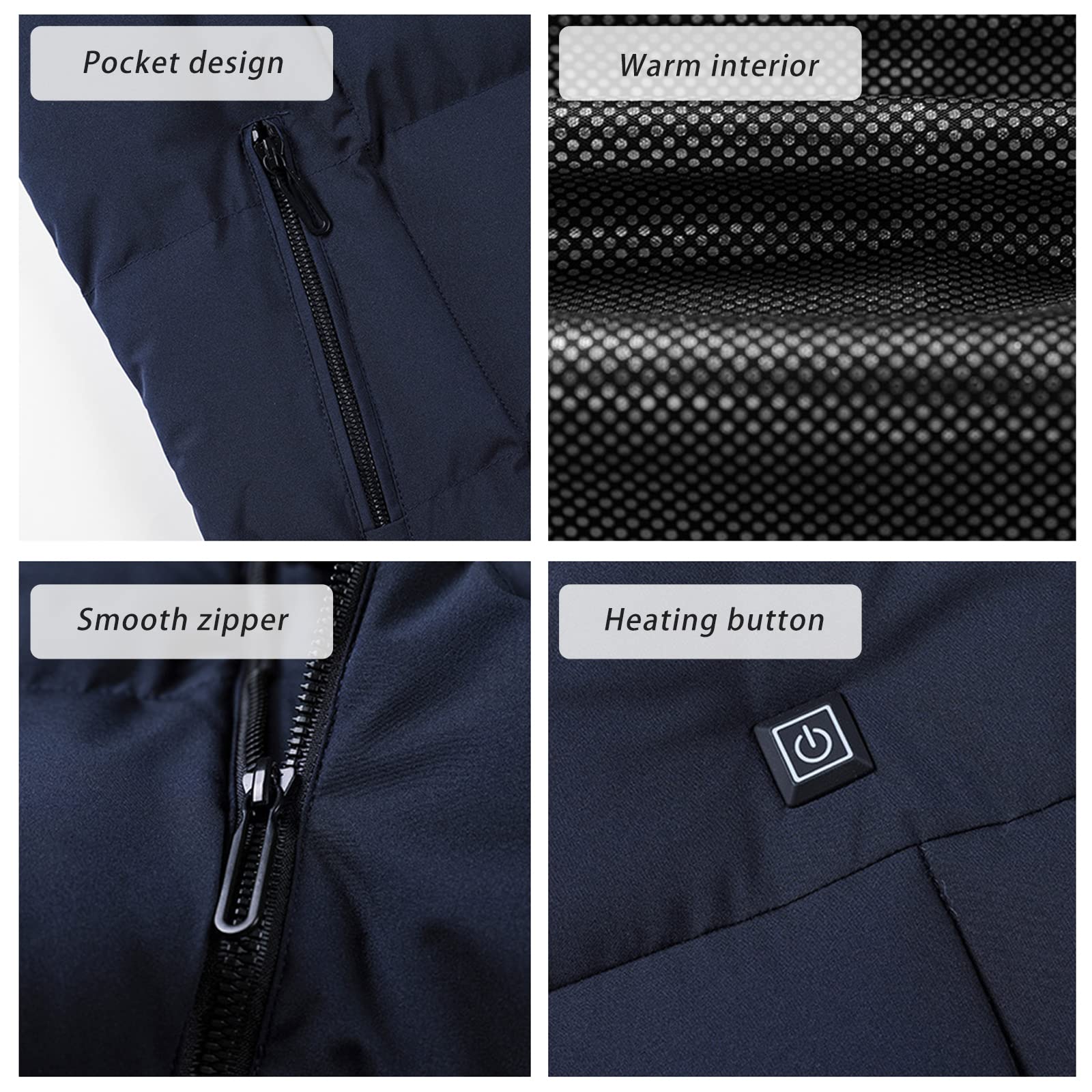 Gilet Elettrico Riscaldato 3 Temperatura Lavabile Giacca Riscaldabile Invernale Caccia Moto Escursionismo e Campeggio (Non Include la Batteria)