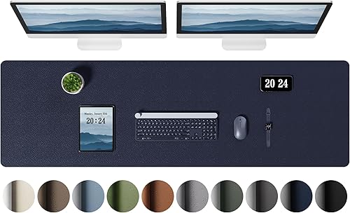 Miniatura 33 de Aothia Protector de escritorio de cuero - Alfombrilla grande para mouse, alfombrilla de oficina, secante antideslizante de cuero PU, almohadilla de