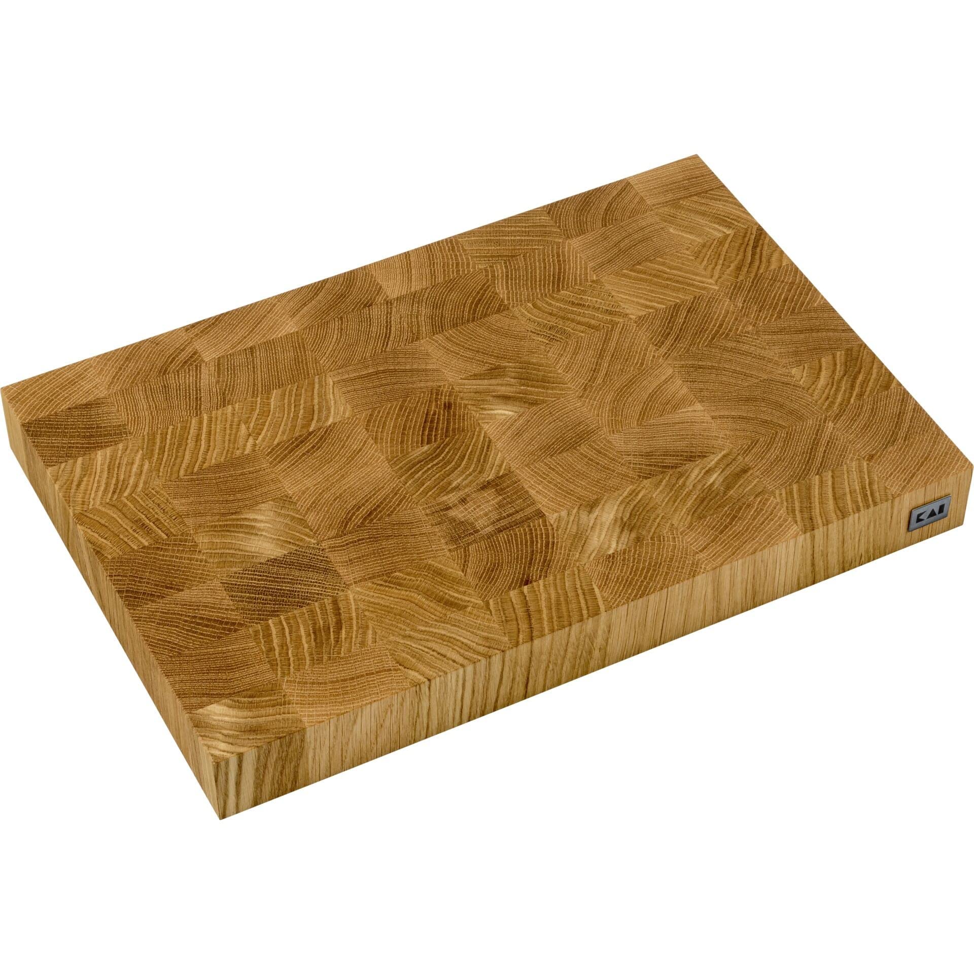 KAI Bloque de corte oscuro de roble, con pies de goma antideslizantes - Dimensiones: 39 x 26,2 x 5,3 cm - Tabla de cortar de alta calidad para uso profesional