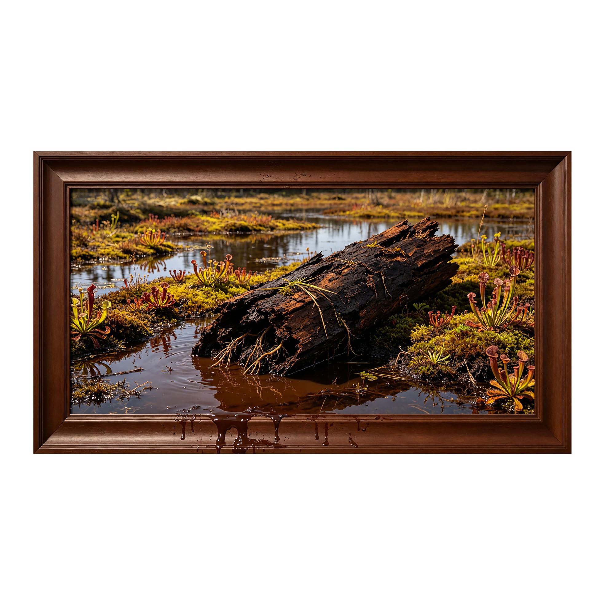 Yzpallescene 3D Framed Wall Art 50cm×100cm Tropical Botanical Wetland Panoramic Realistic Large Size SelfAdhesive Removable Wall Decor Prints Artwork for Living Room Bedroom Office