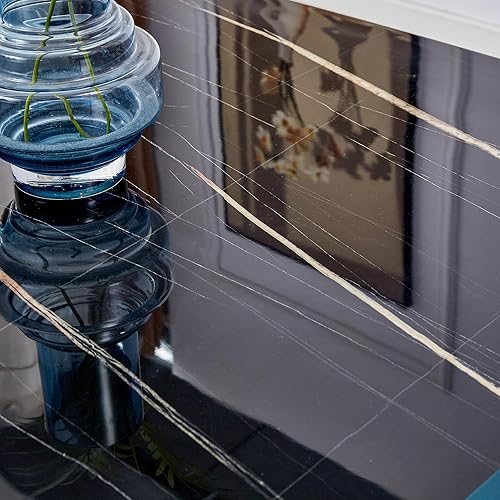 Miniatura 9 de HomVent Juegos modernos de mesa de comedor y sillas de cristal para 6 a 8 personas, mesa rectangular de vidrio templado con sillas de piel sintética