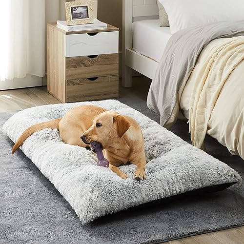 BFPETHOME Cama grande para perro, alfombrilla de poliéster de felpa, 48 x 29 pulgadas, funda extraíble