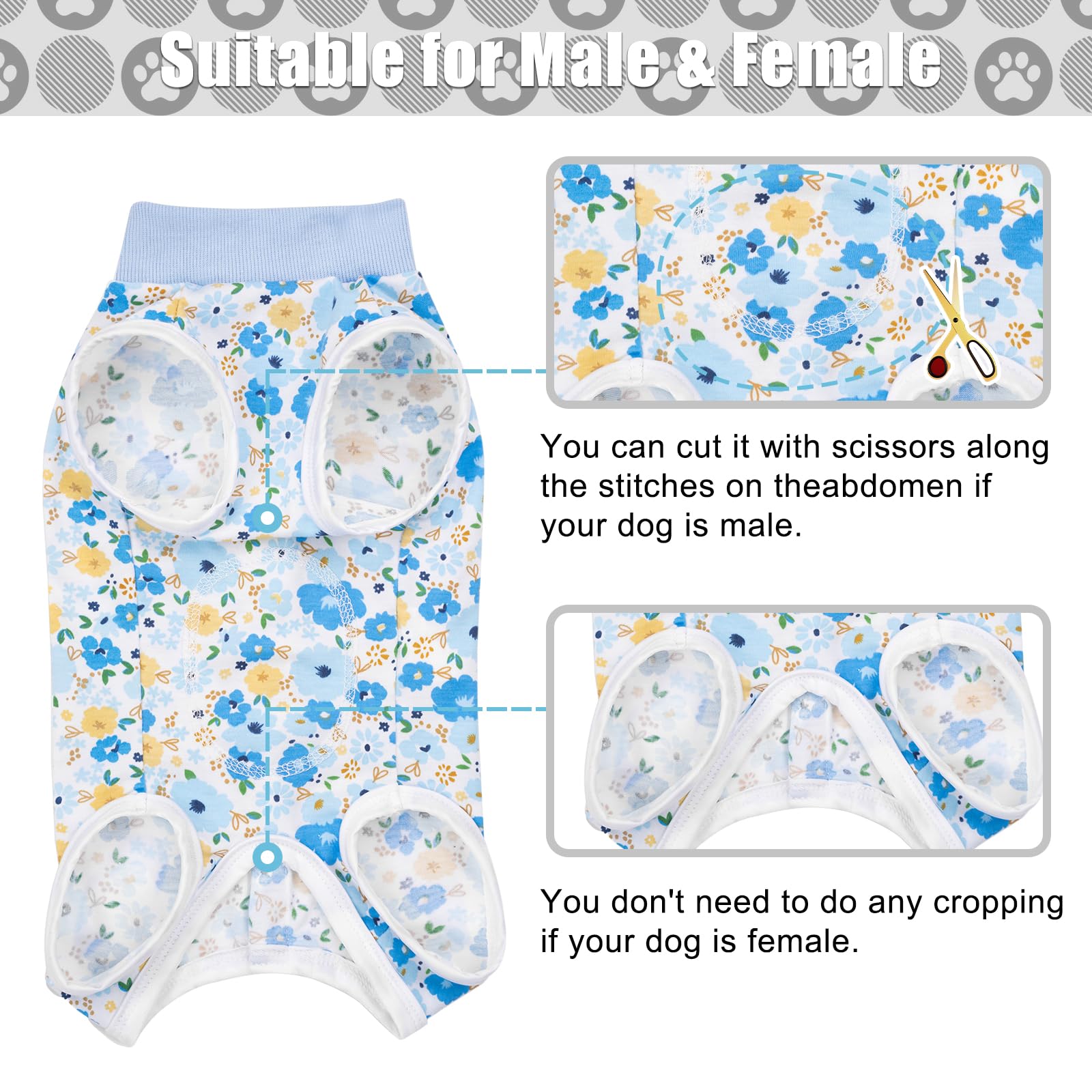 FEimaX Dog Surgery Recovery Suit, Pet Onesie after Surgery for Female Male Dogs Cone E-Collar Alternative - Image 3