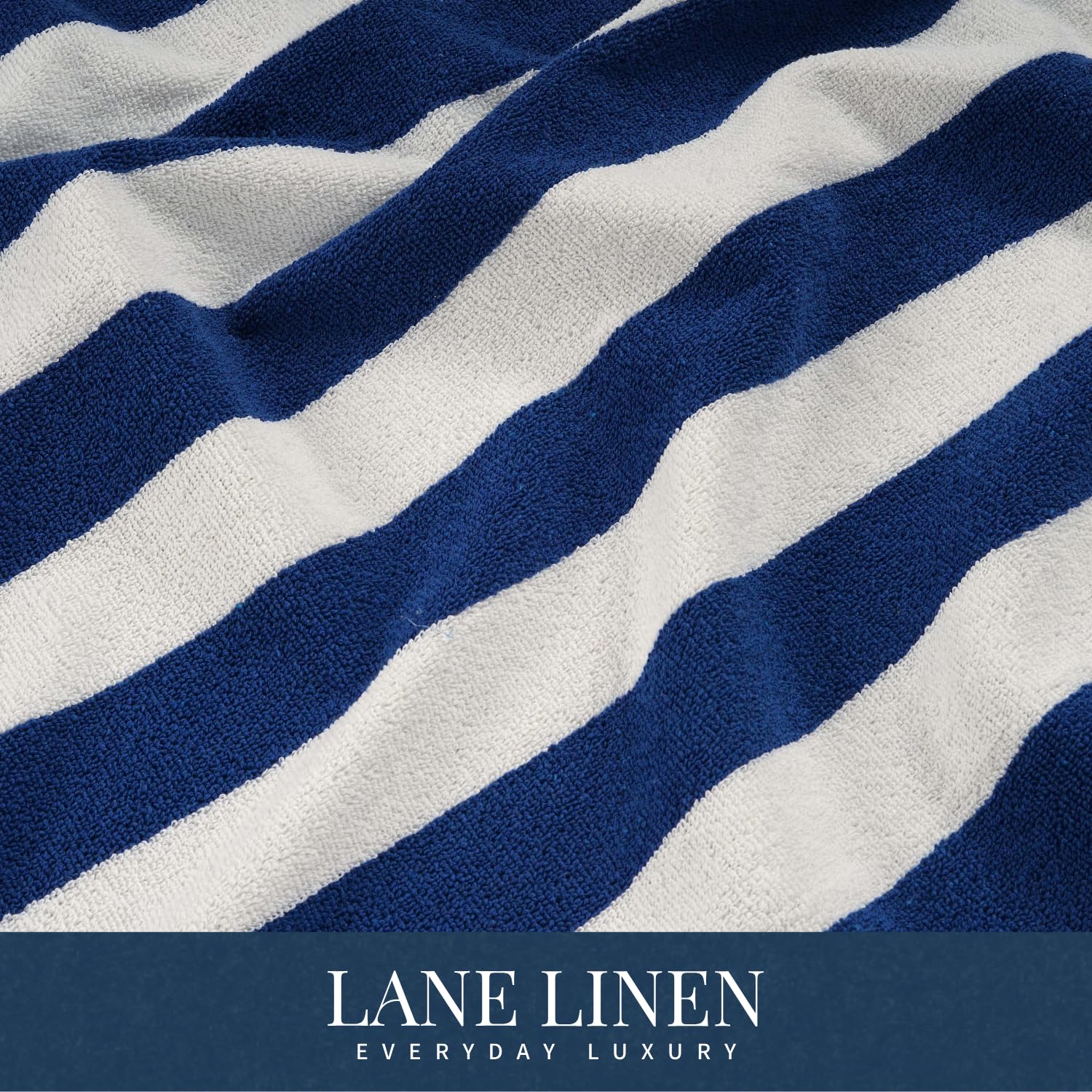 LANE LINEN 100% Baumwolle Strandtuch, 2 Stück Strandtücher Set, Cabana Stripe Pool Handtücher, Übergroße Strandtücher für Erwachsene (76.2x152.4 cm), schnell trocknendes Handtuch,Blau E