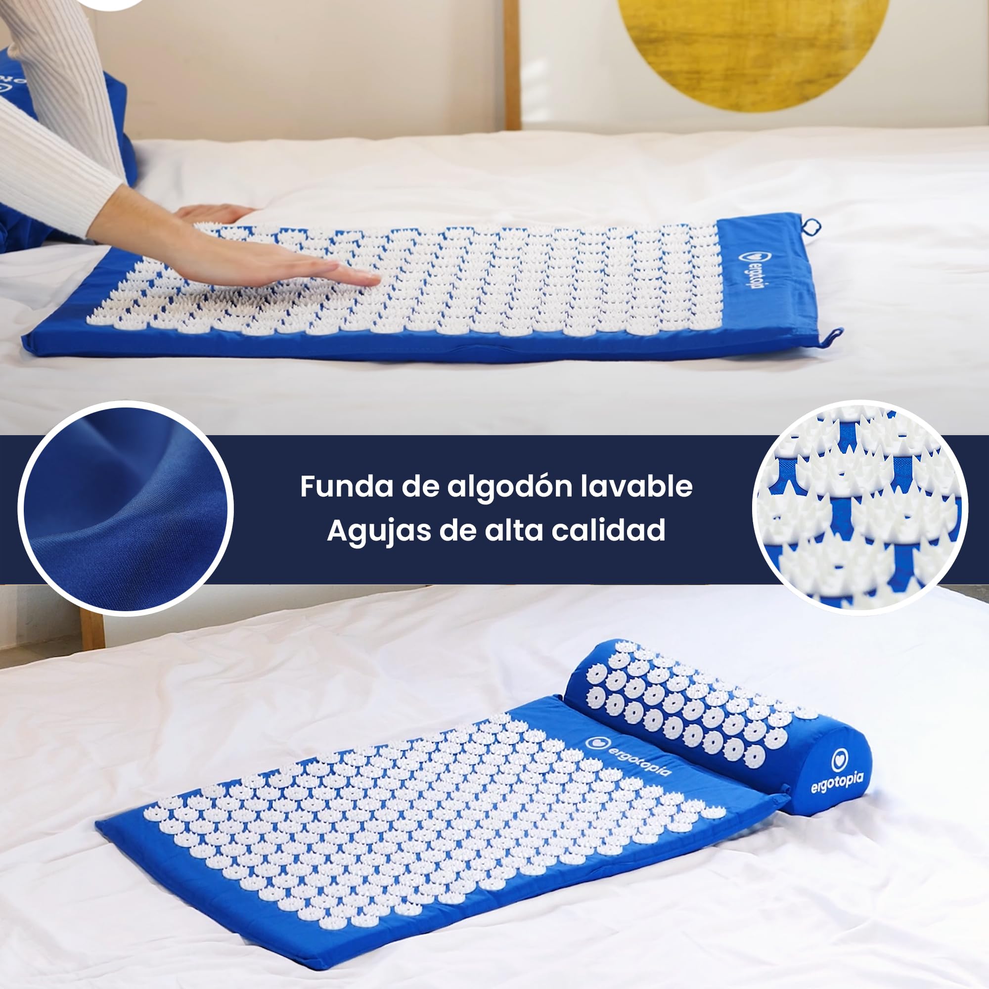 Ergotopia Alfombrilla con cojín de acupresión para masajes, relajación y mejorar la circulación sanguínea