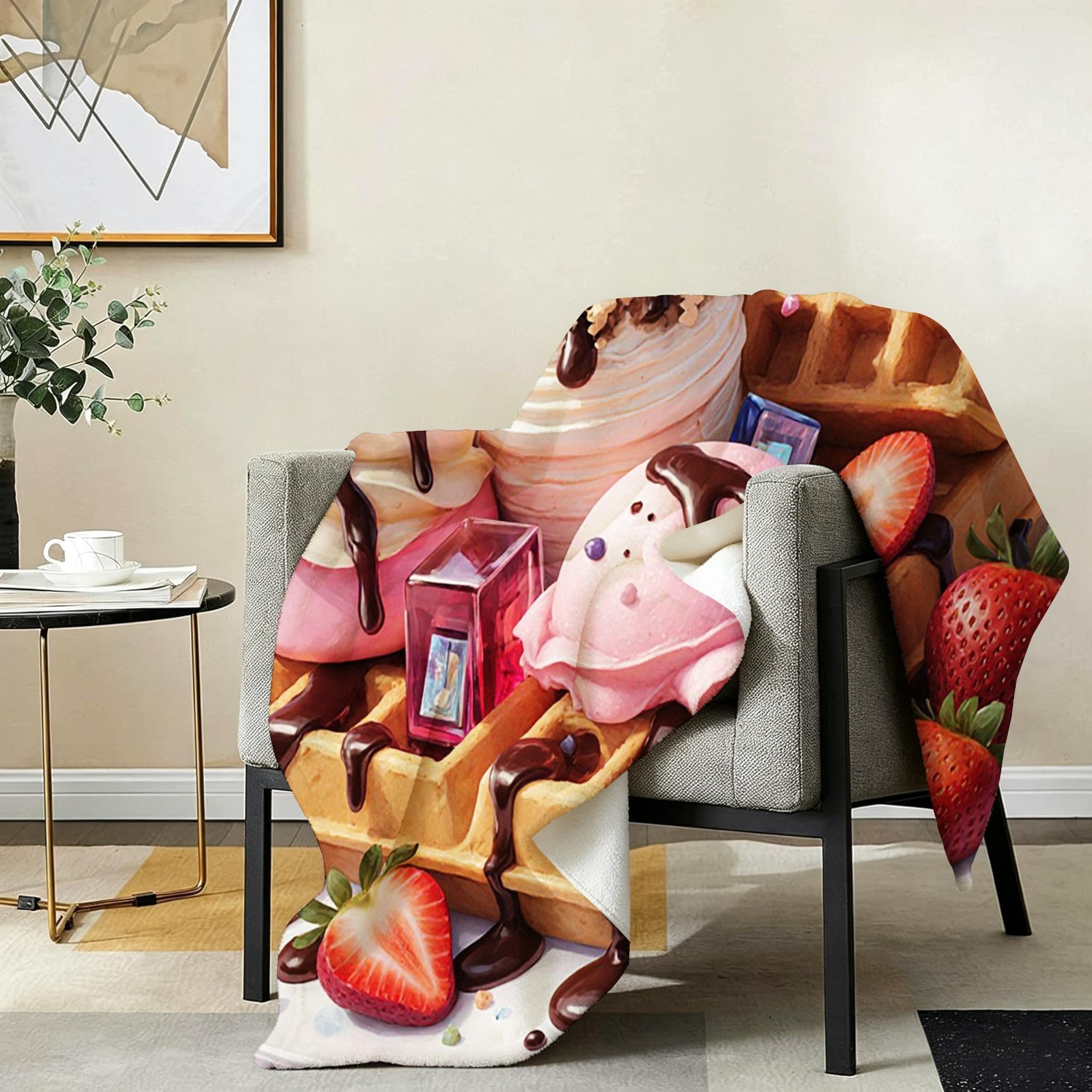 Coperta Pile Matrimoniale 240x260 cm Dessert Giallo, Coperta XXL Super Morbida Multiuso Come Copriletto o Plaid da Salotto, Calda e Leggera, Protezione dal Freddo, AW1170