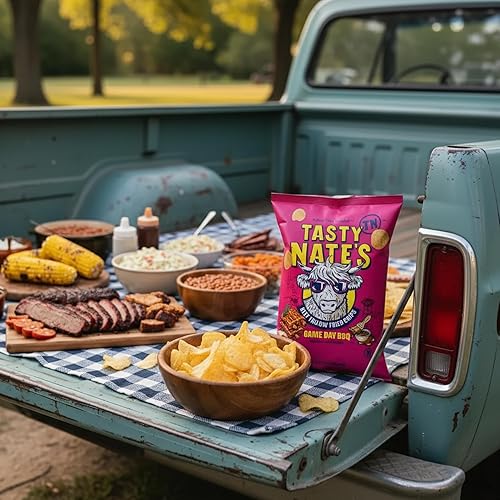 Miniatura 7 de Tasty Nate's Beef Tallow - Papas fritas con sabor a barbacoa para el día del juego, fritas en 100% sarga de ternera, papas fritas sin aceite de