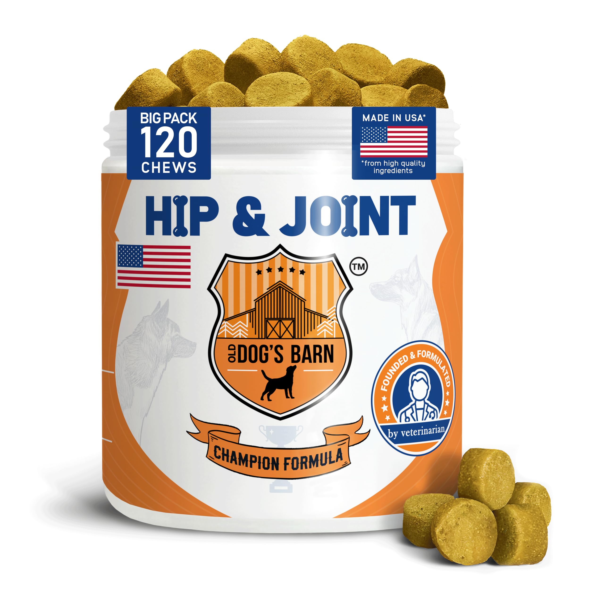 Hip and Joint Supplement for Dogs, 9 oz, Vet-Formulated Formula with Glucosamine, Antarctic Krill Oil,Chondroitin, MSM, Green Lipped Mussel, Vitamins C&D, Omega 3, Beef fl,120 Chews