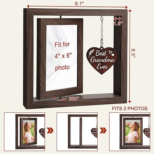 Miniatura 4 de Marco de fotos para abuela, regalos de nietos, regalos de cumpleaños para abuela de nieta, nieto, regalos de abuela, marco de fotos giratorio de 4 x
