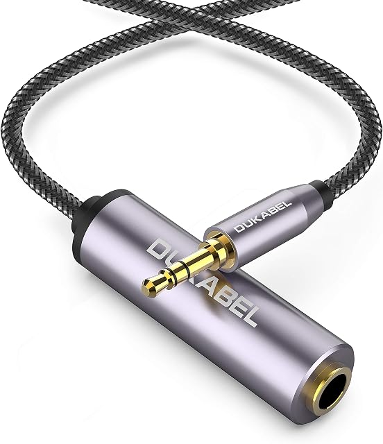DuKabel Adapter jack Aux 3,5 mm, wtyczka do 6,35 mm, złącze 1/8 cala, stereo, TRS, gniazdo 1/4 cala, TRS, złącze audio, złącze do słuchawek lub głośników, seria Top Series (30 cm)