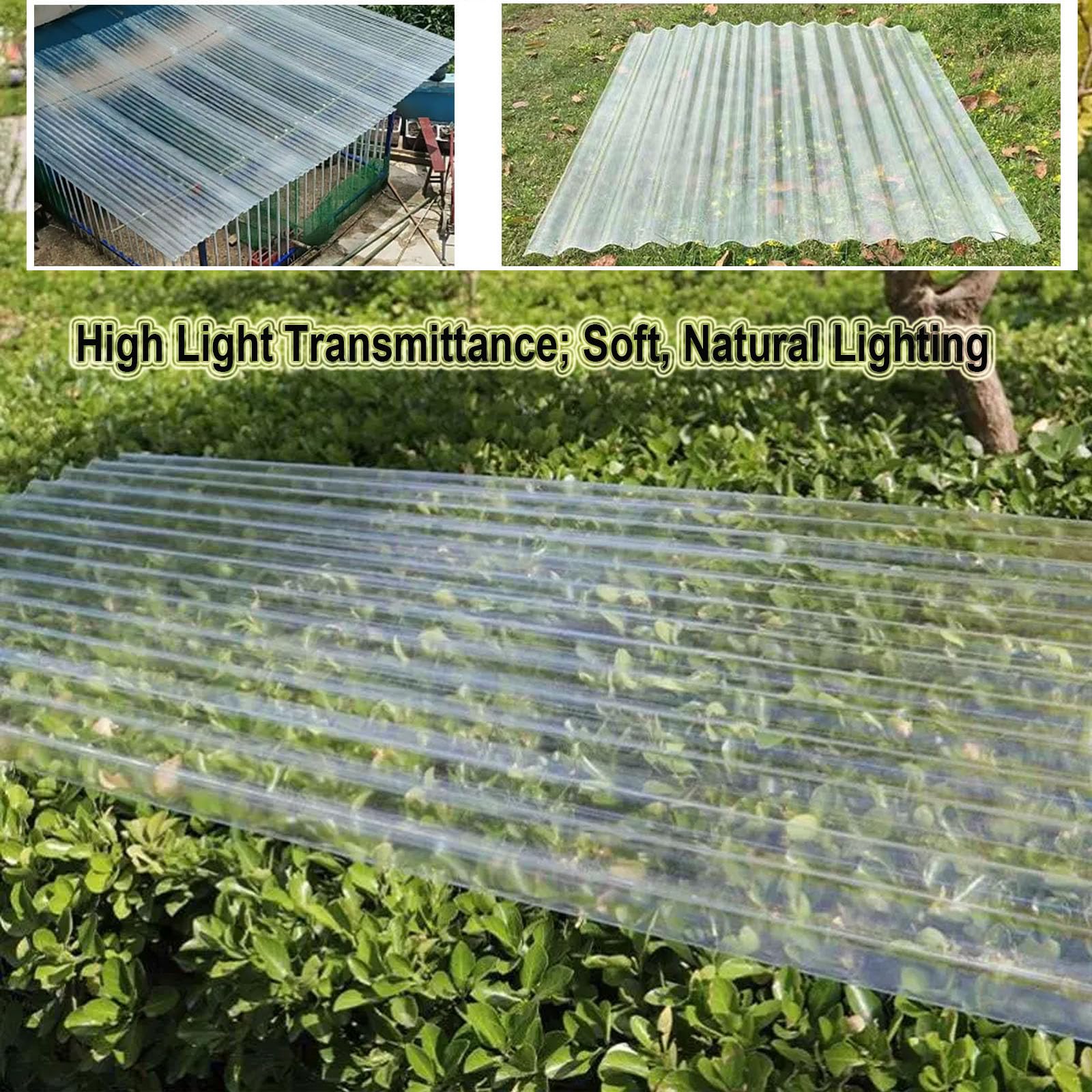 1mm Hojas De Techo Corrugado,Placa De Iluminación Natural FRP De Protección UV,Chapa Ondulada Para Invernaderos Prueba De Lluvia,Placa De Iluminación Natural FRP (0.9×0.8m,1pcs)