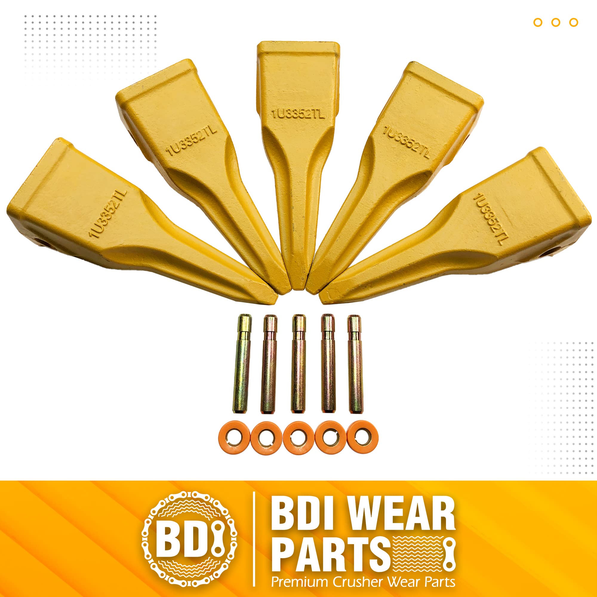 BDI Wear Parts 5PACK 1U3352TL Tiger, Single-Pointed Rock Tooth of