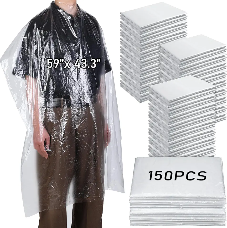 Yahenda 150 Pcs Disposable Salon Capes Bulk Waterproof Hair Cutting Capes for Barber Stylist Dye Supplies 59 x 43.3 Inch