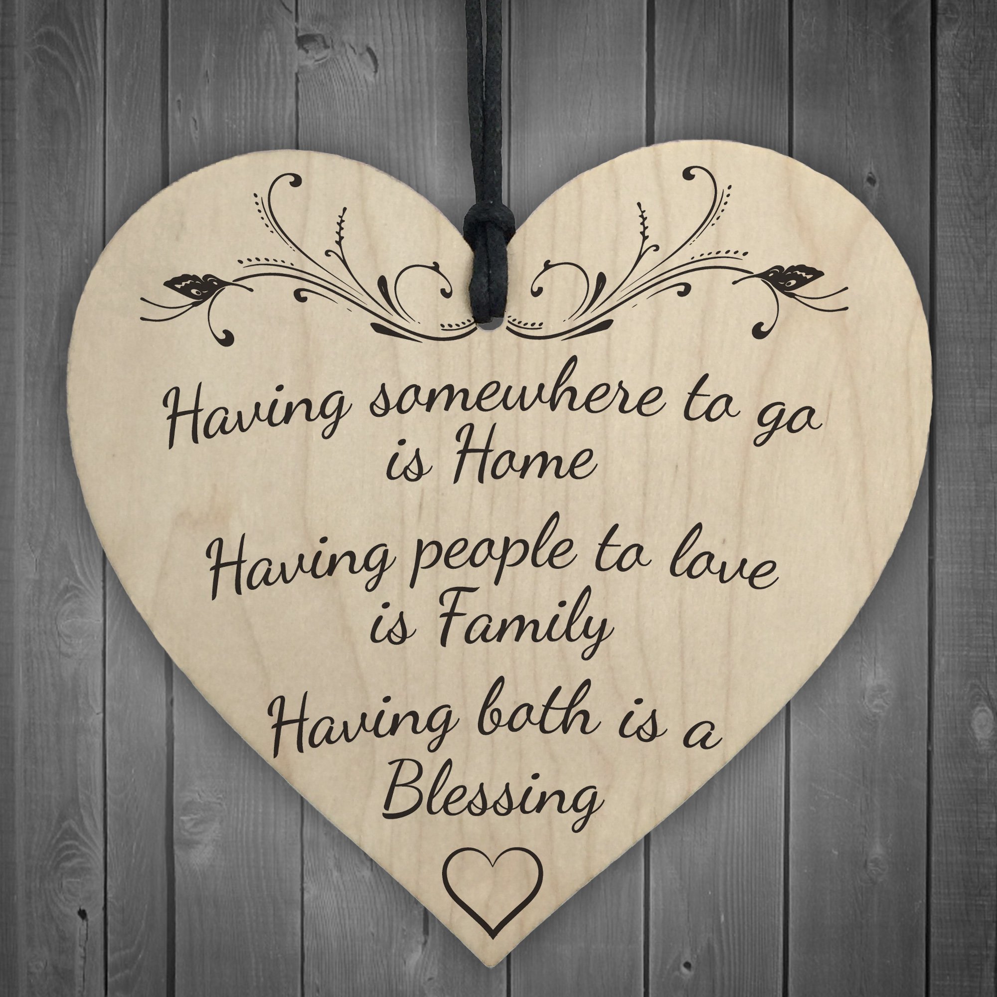 Red Ocean Having Home & Family BLESSING Friendship Mum Sister Hanging Heart Wood Plaque