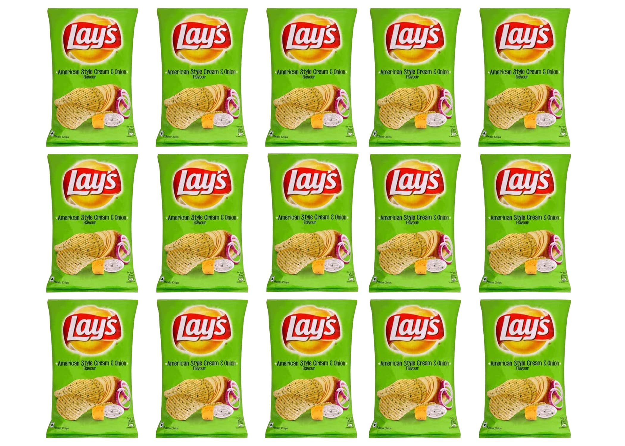 Lays American Cream & Cebolla 50g (Pack f 15) – Sabor a crema y cebolla – Snack perfecto para el té – Snacks crujientes – Combinación de agrio y crema perfectamente