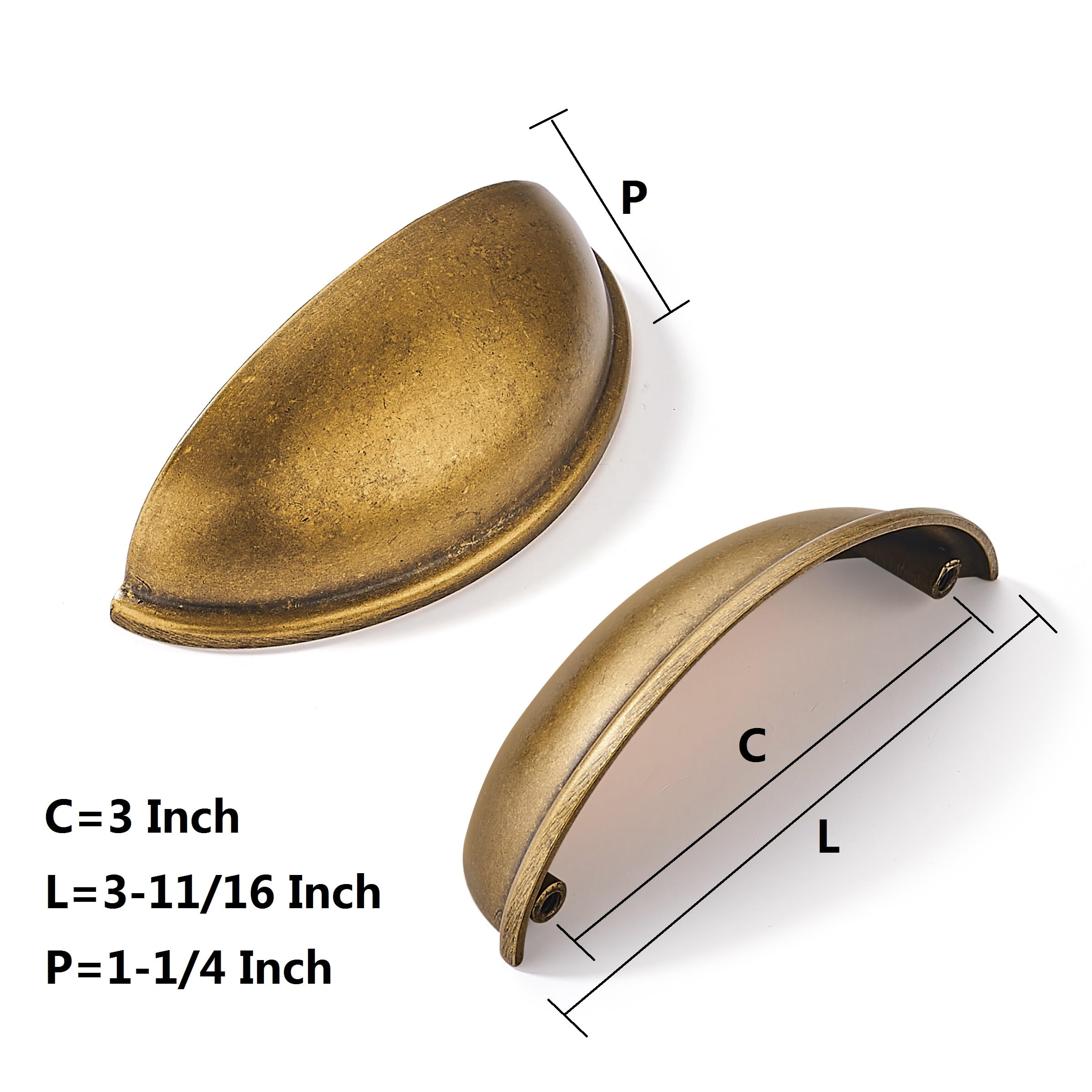 KHTUMEWARE-P9001 Antique English Brass Cabinet Pulls CTC 2-1/2 in (64 mm) 6-Pack in Antique English Brass — KHTUMEWARE