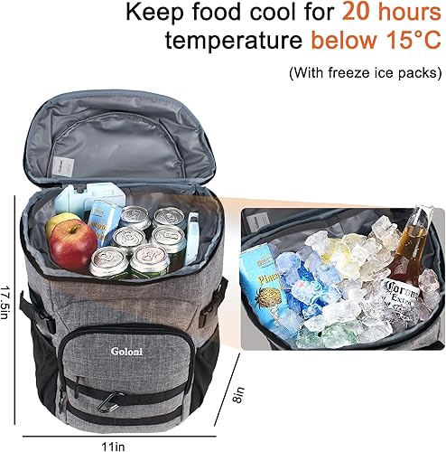 Miniatura 2 de Mochila enfriadora, impermeable y a prueba de fugas, mochila térmica portátil, ligera, para playa, viajes, camping, almuerzo para hombres y mujeres