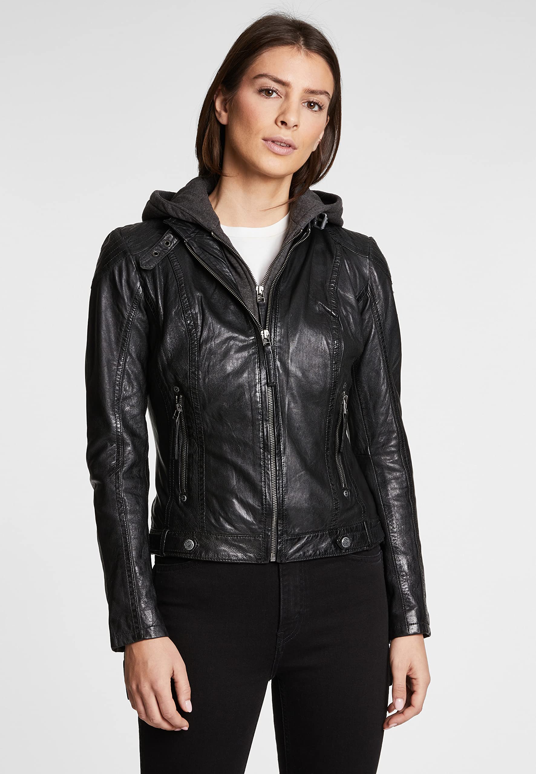 Mauritius Cacey LEGV Frauen Lederjacke schwarz Basics, Biker, Casual Wear