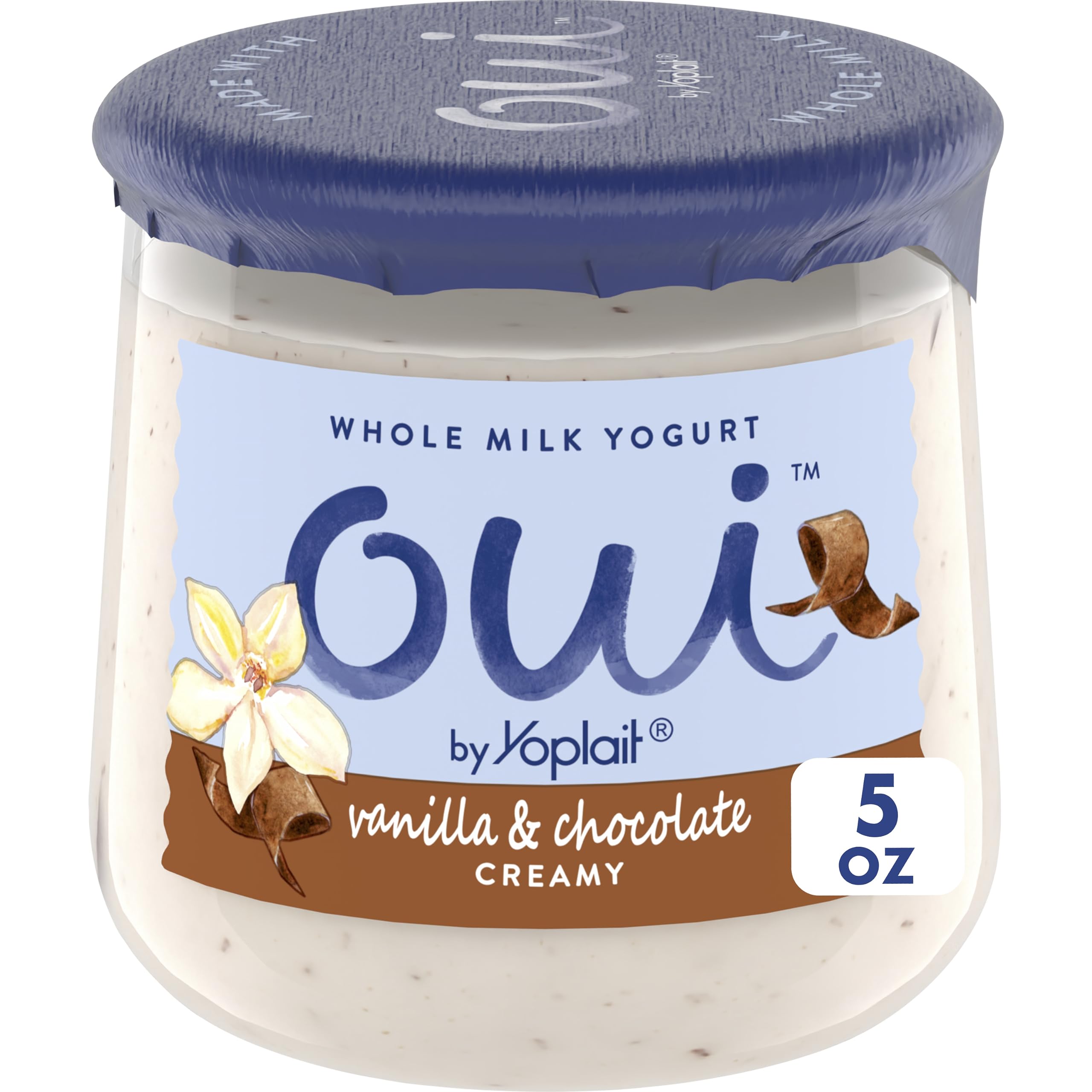 Oui by Yoplait Vanilla Chocolate Whole Milk Yogurt French Style Yogurt Snack 5 OZ Glass Yogurt Jar